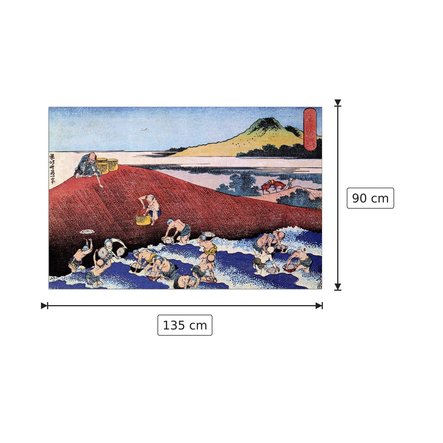 Ocean landscape with fishermen - Hokusai Katsushika - cm 135x90 - Pannello in MDF