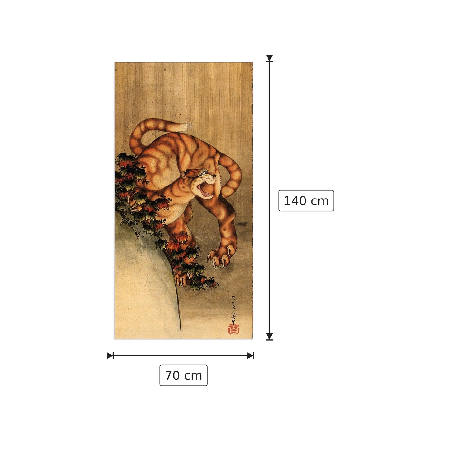 Tiger in the rain - Hokusai Katsushika - cm 70x140 - Pannello in MDF
