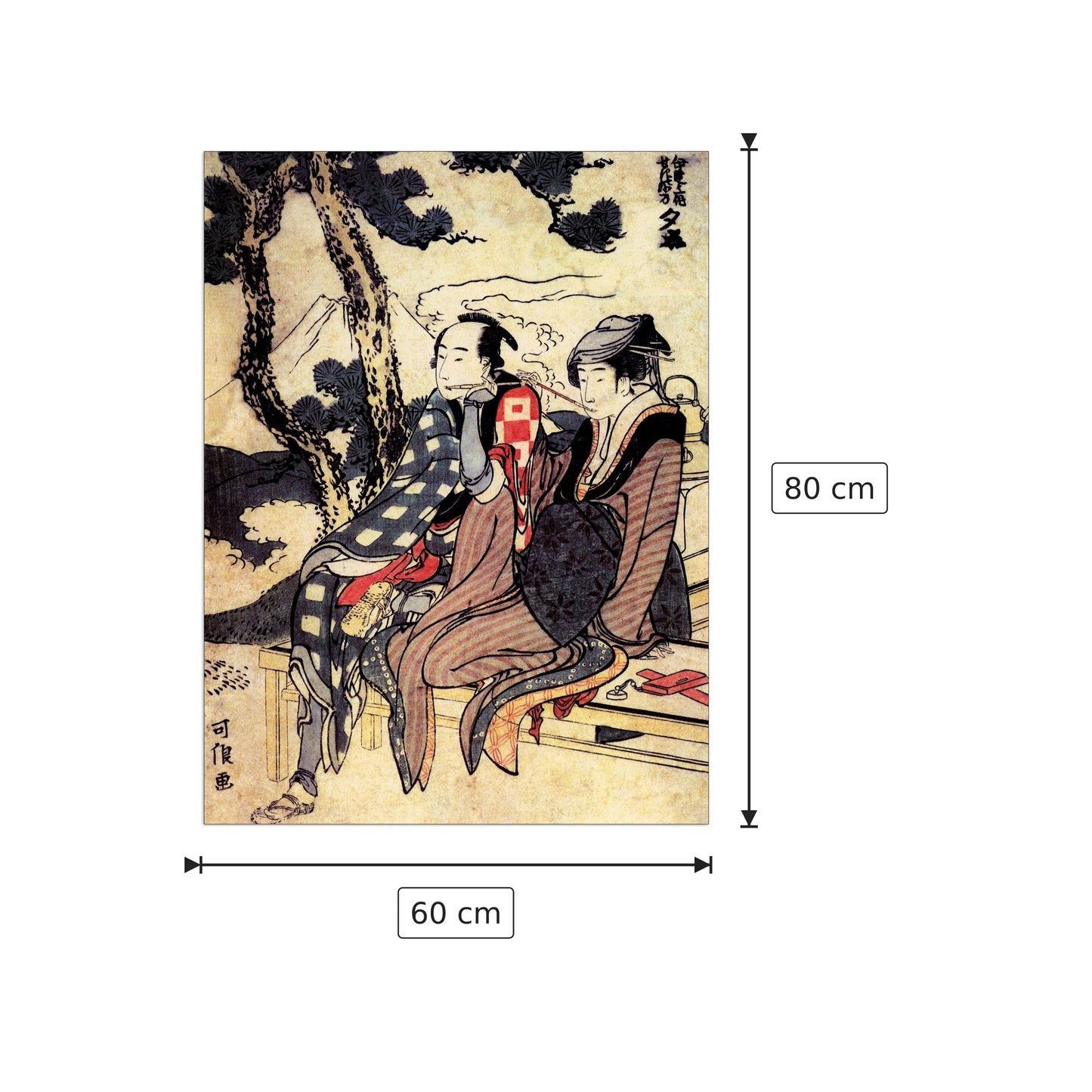 Traveling couple - Hokusai Katsushika - cm 60x80 - Pannello in MDF
