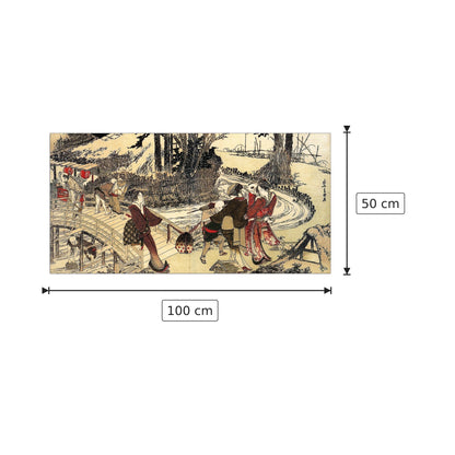 Village near a bridge - Hokusai Katsushika - cm 100x50 - Pannello in MDF