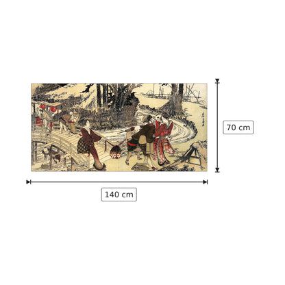 Village near a bridge - Hokusai Katsushika - cm 140x70 - Pannello in MDF