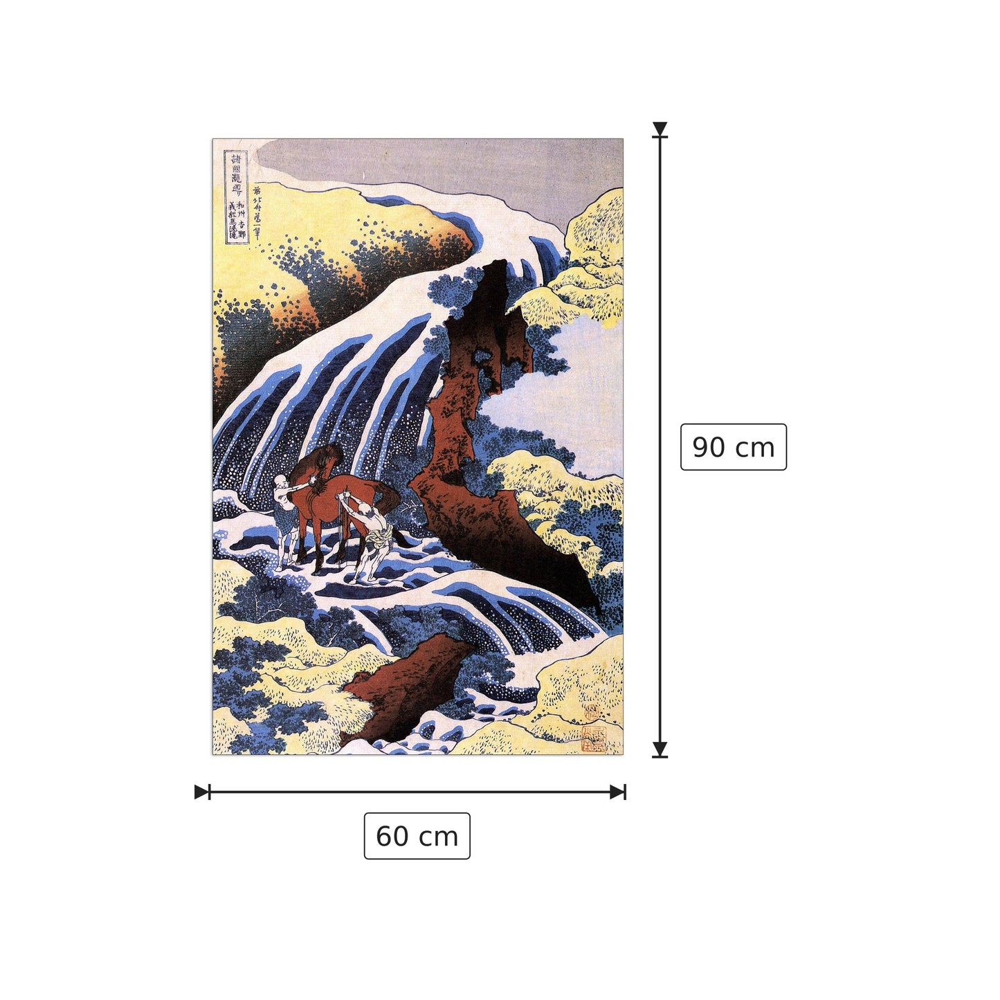 Waterfall and horse washing - Hokusai Katsushika - cm 60x90 - Pannello in MDF