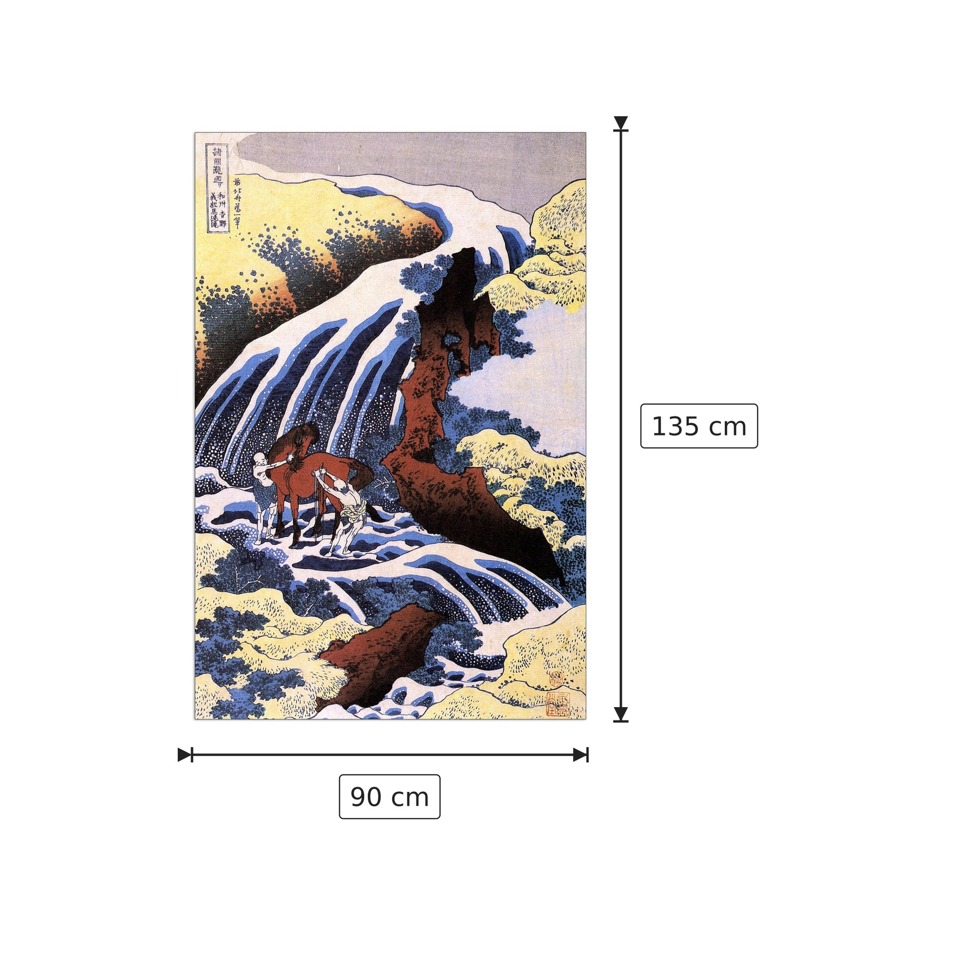 Waterfall and horse washing - Hokusai Katsushika - cm 90x135 - Pannello in MDF