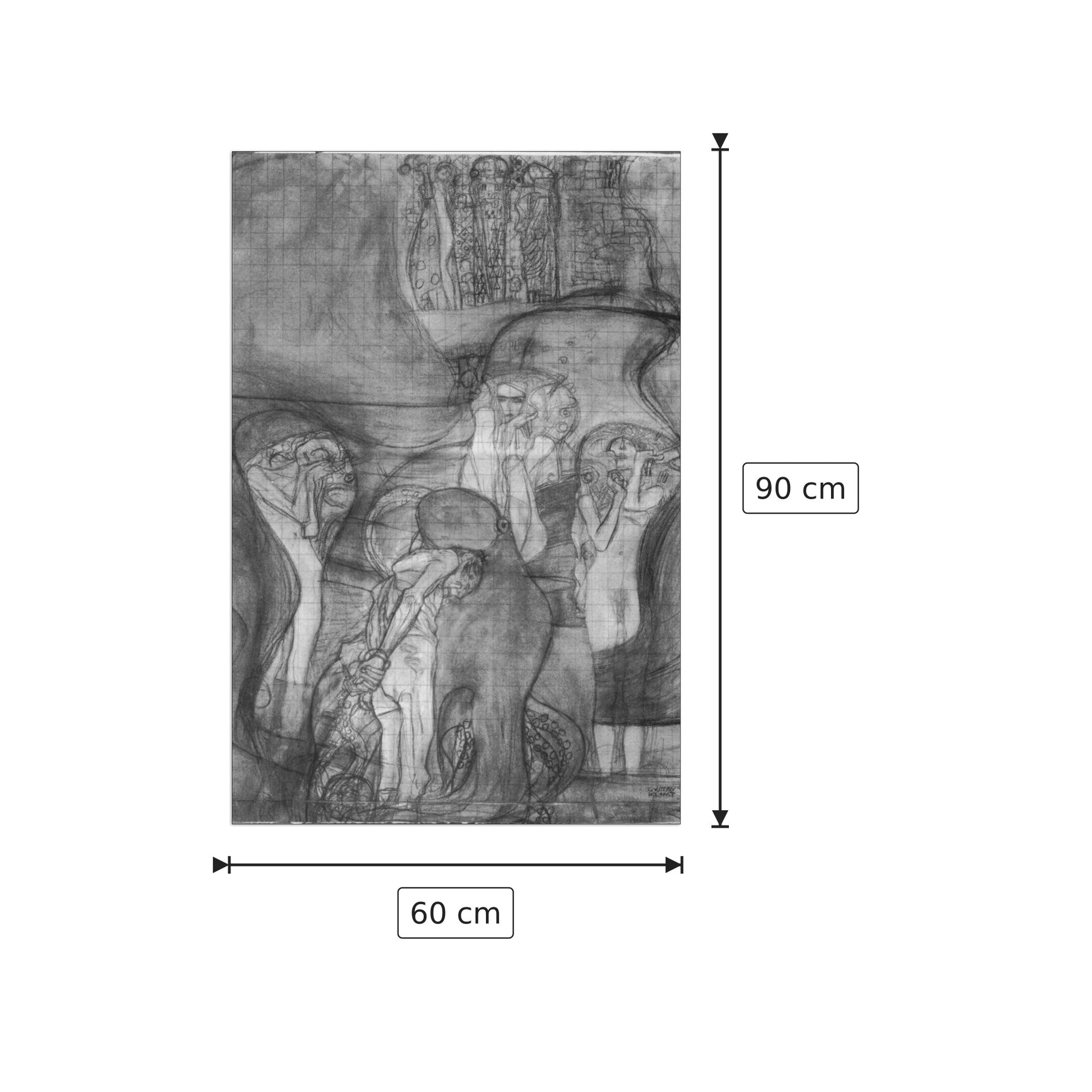 Composition draft of the law faculty image - Klimt Gustav - cm 60x90 - Pannello in MDF