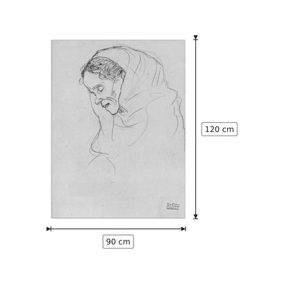 Head of an old woman in profile - Klimt Gustav - cm 90x120 - Pannello in MDF