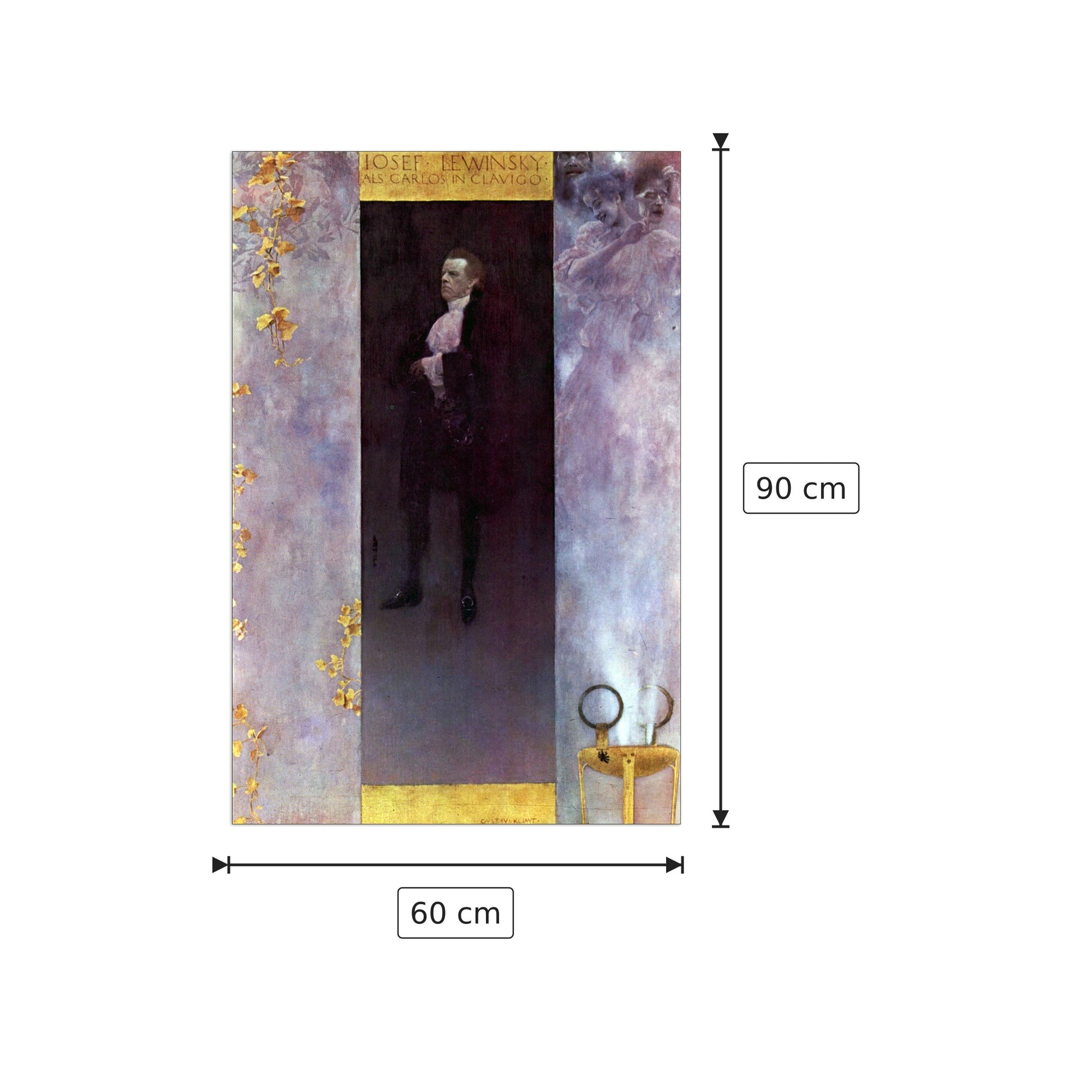 Hofburg actor Josef Lewinsky as Carlos - Klimt Gustav - cm 60x90 - Pannello in MDF