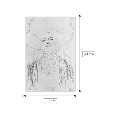 Image of a girl with a big hat - Klimt Gustav - cm 60x90 - Pannello in MDF