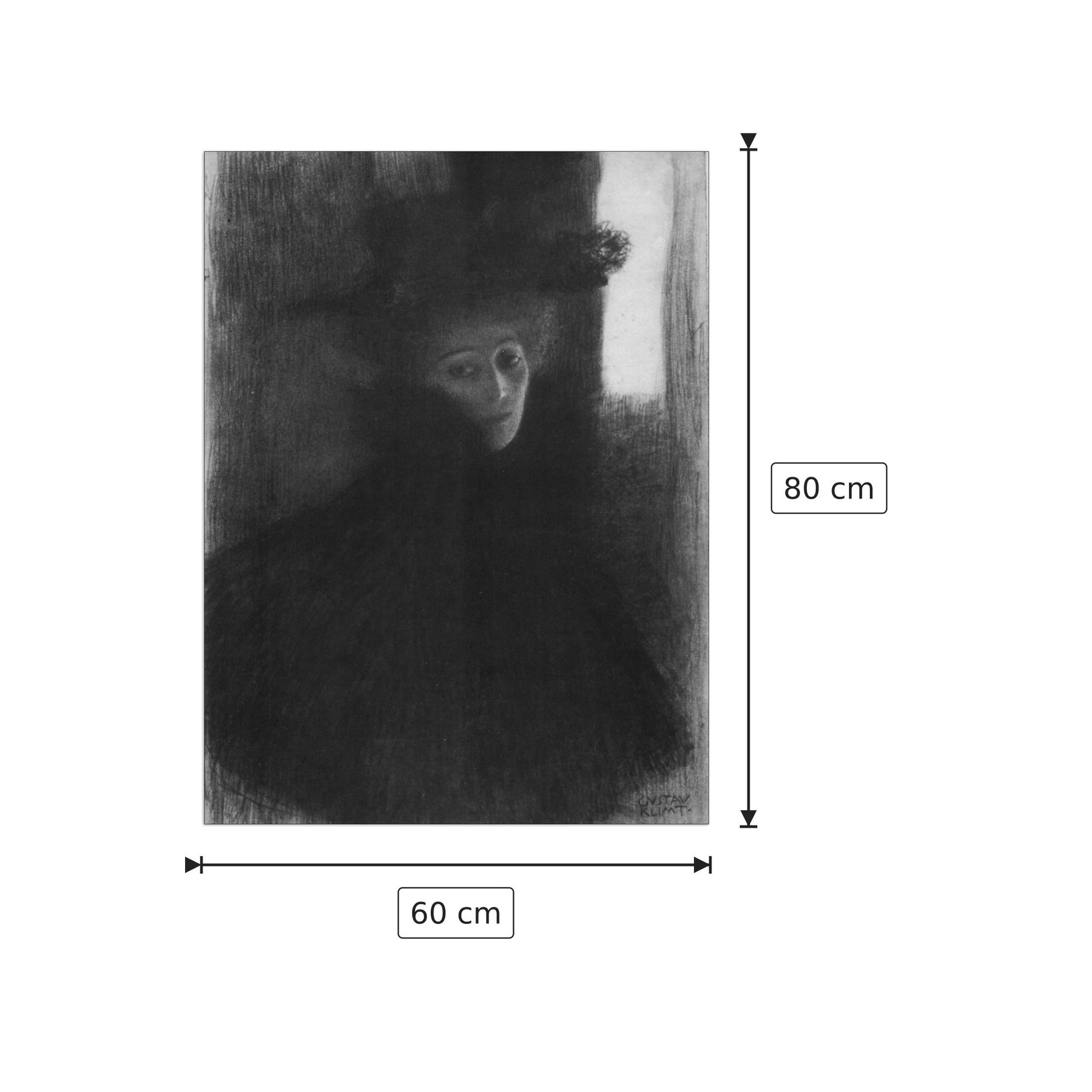 Lady in hat and cape - Klimt Gustav - cm 60x80 - Pannello in MDF