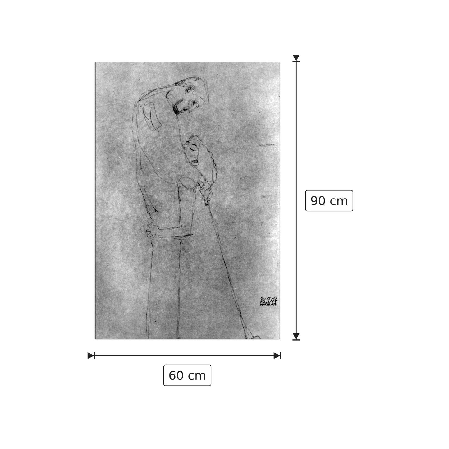 Woman and man standing in profile - Klimt Gustav - cm 60x90 - Pannello in MDF