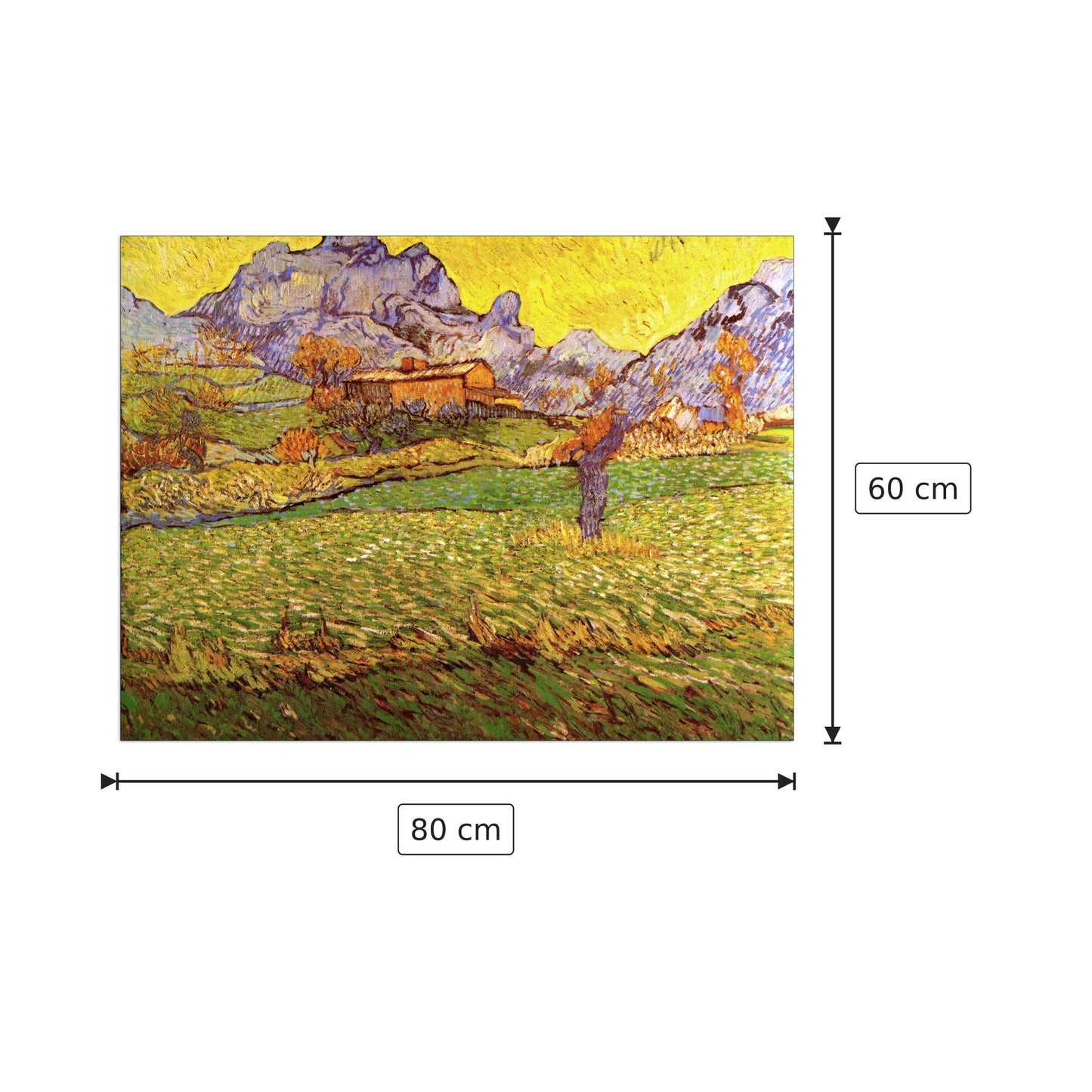 A Meadow in the Mountains Le Mas de Saint-Paul - Van Gogh Vincent - cm 80x60 - Pannello in MDF