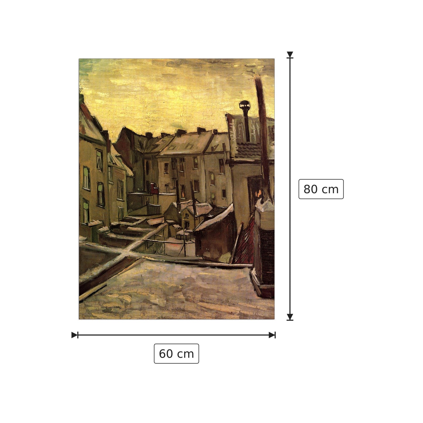 Backyards of Old Houses in Antwerp in the Snow - Van Gogh Vincent - cm 60x80 - Pannello in MDF