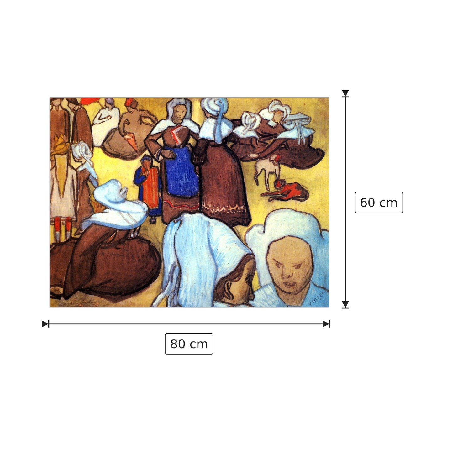 Breton Women after Emile Bernard - Van Gogh Vincent - cm 80x60 - Pannello in MDF