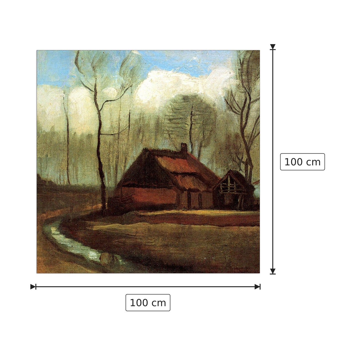 Farmhouses Among Trees - Van Gogh Vincent - cm 100x100 - Pannello in MDF