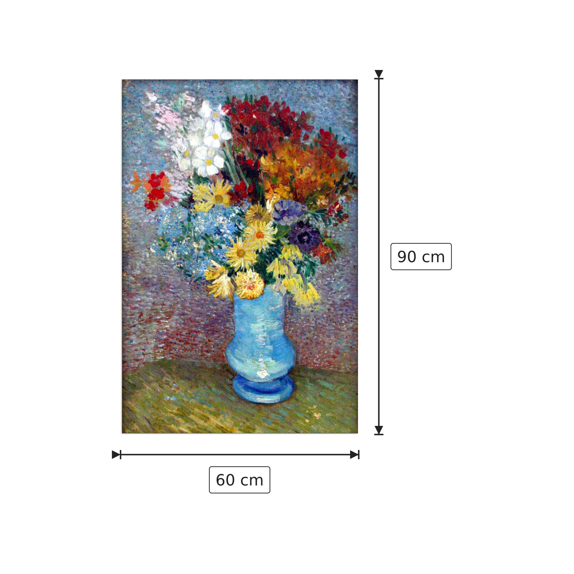 Flowers in a blue vase - Van Gogh Vincent - cm 60x90 - Pannello in MDF
