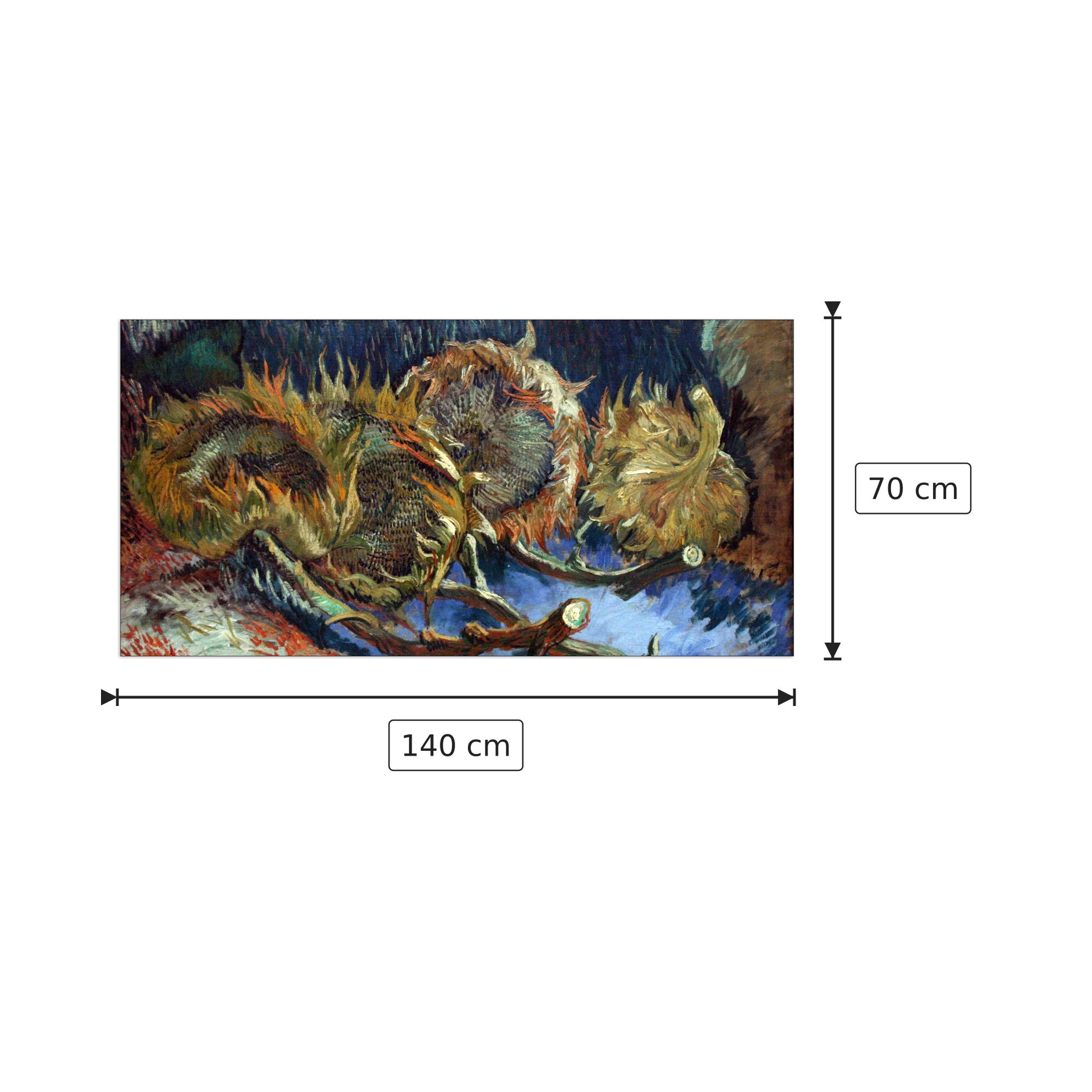Four Sunflowes gone to Seed - Van Gogh Vincent - cm 140x70 - Pannello in MDF