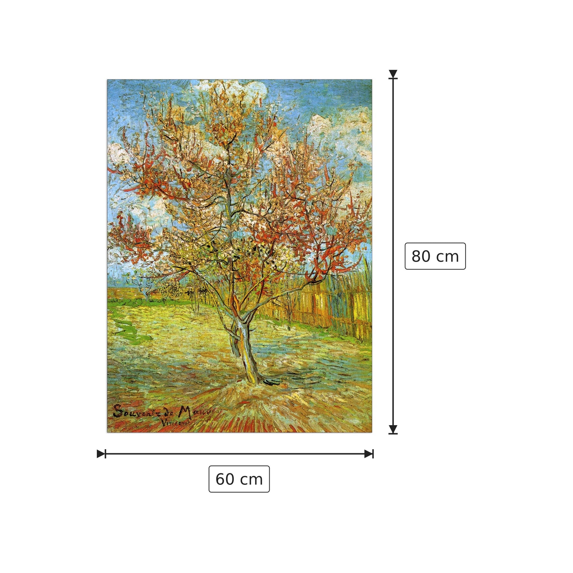 Pink Peach Tree in Blossom Reminiscence of Mauve - Van Gogh Vincent - cm 60x80 - Pannello in MDF
