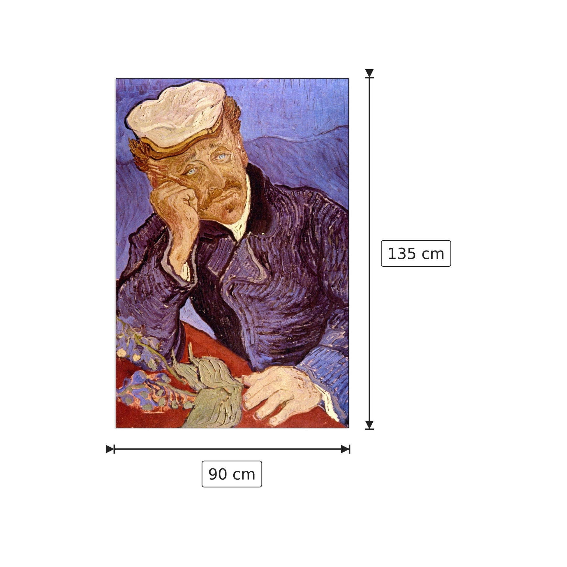 Portrait of Dr Gachet - Van Gogh Vincent - cm 90x135 - Pannello in MDF