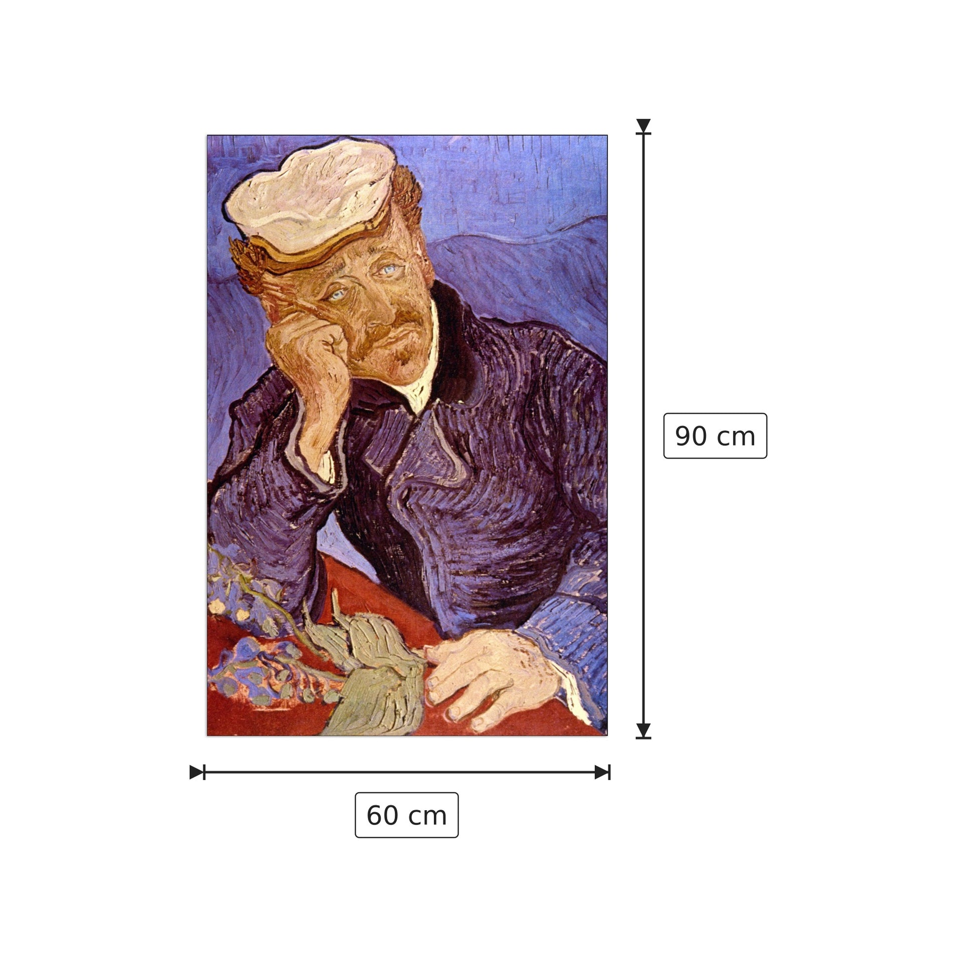 Portrait of Dr Gachet - Van Gogh Vincent - cm 60x90 - Pannello in MDF