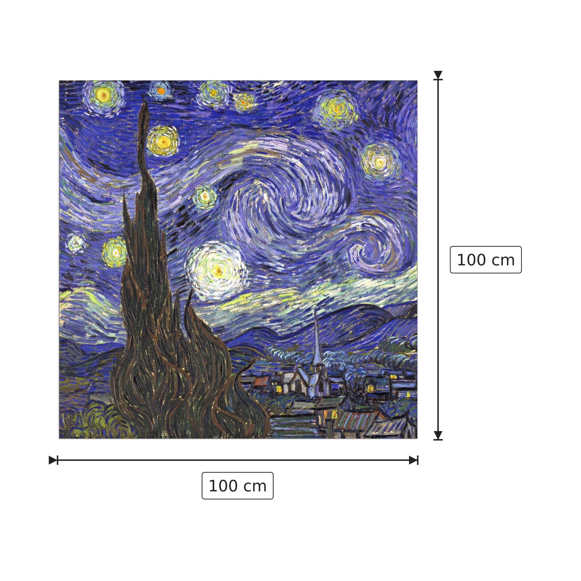 Starry Night - Van Gogh Vincent - cm 100x100 - Pannello in MDF