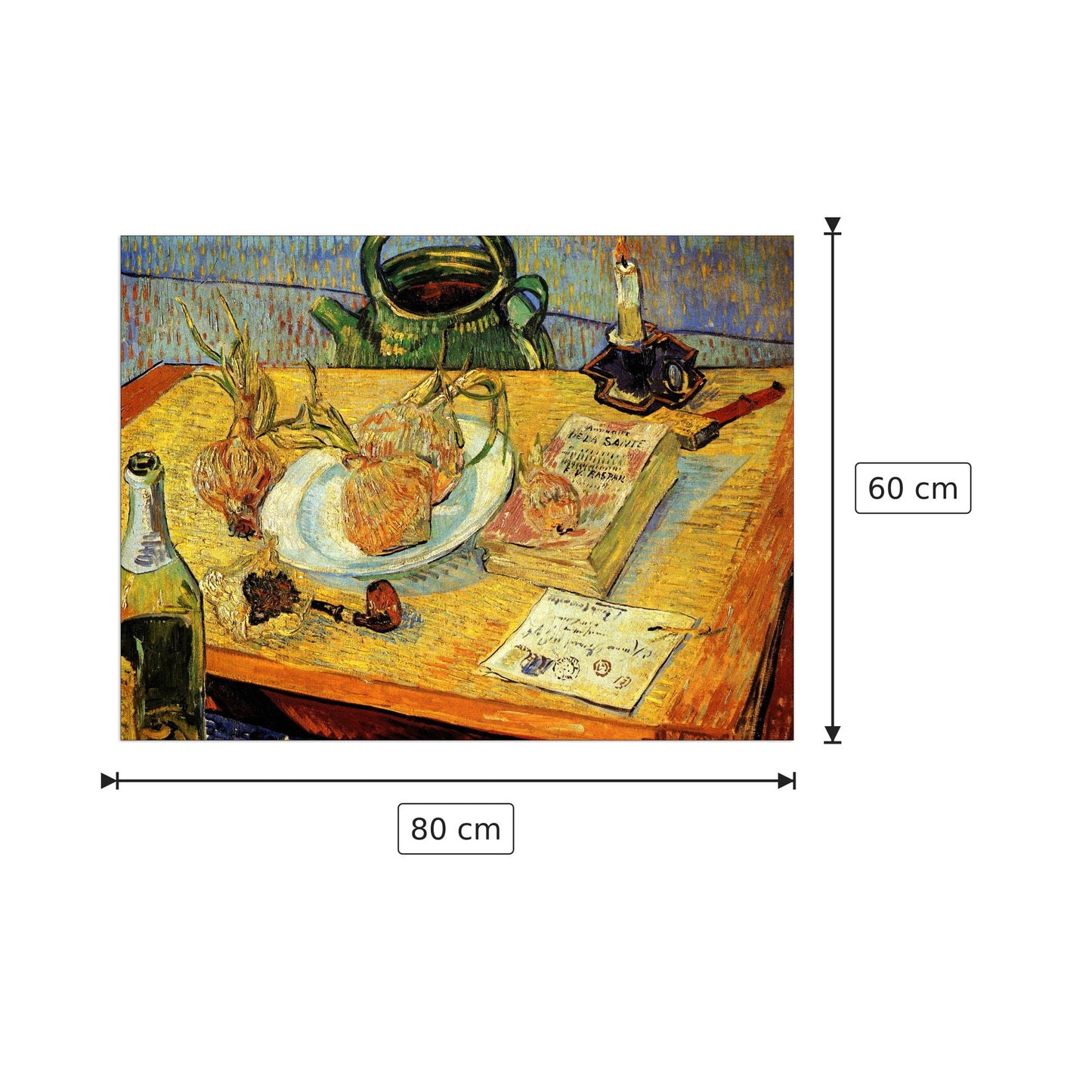 Still Life Drawing Board Pipe Onions and Sealing-Wax - Van Gogh Vincent - cm 80x60 - Pannello in MDF