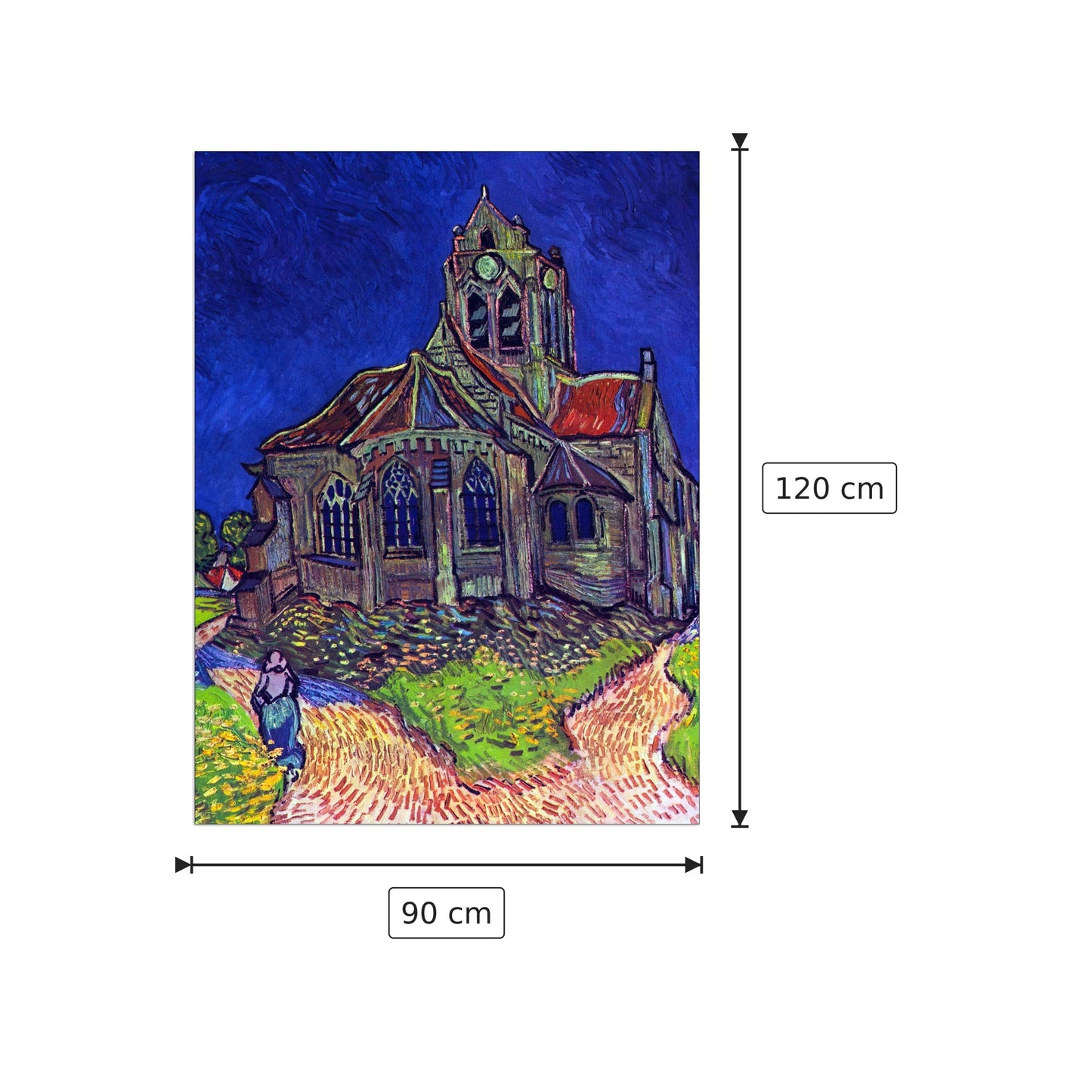 The Church of Auvers - Van Gogh Vincent - cm 90x120 - Pannello in MDF