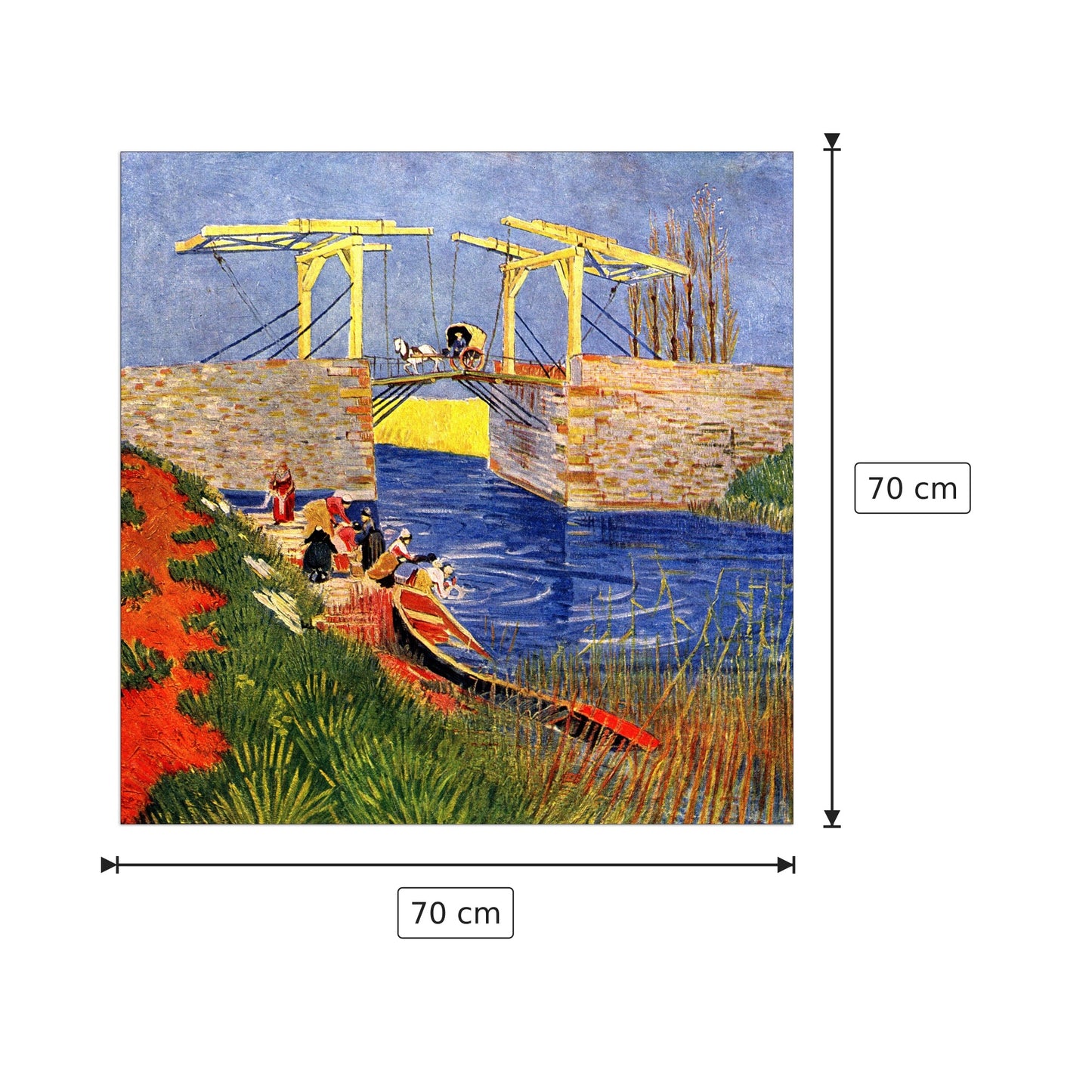 The Langlois Bridge at Arles with Women Washing - Van Gogh Vincent - cm 70x70 - Pannello in MDF