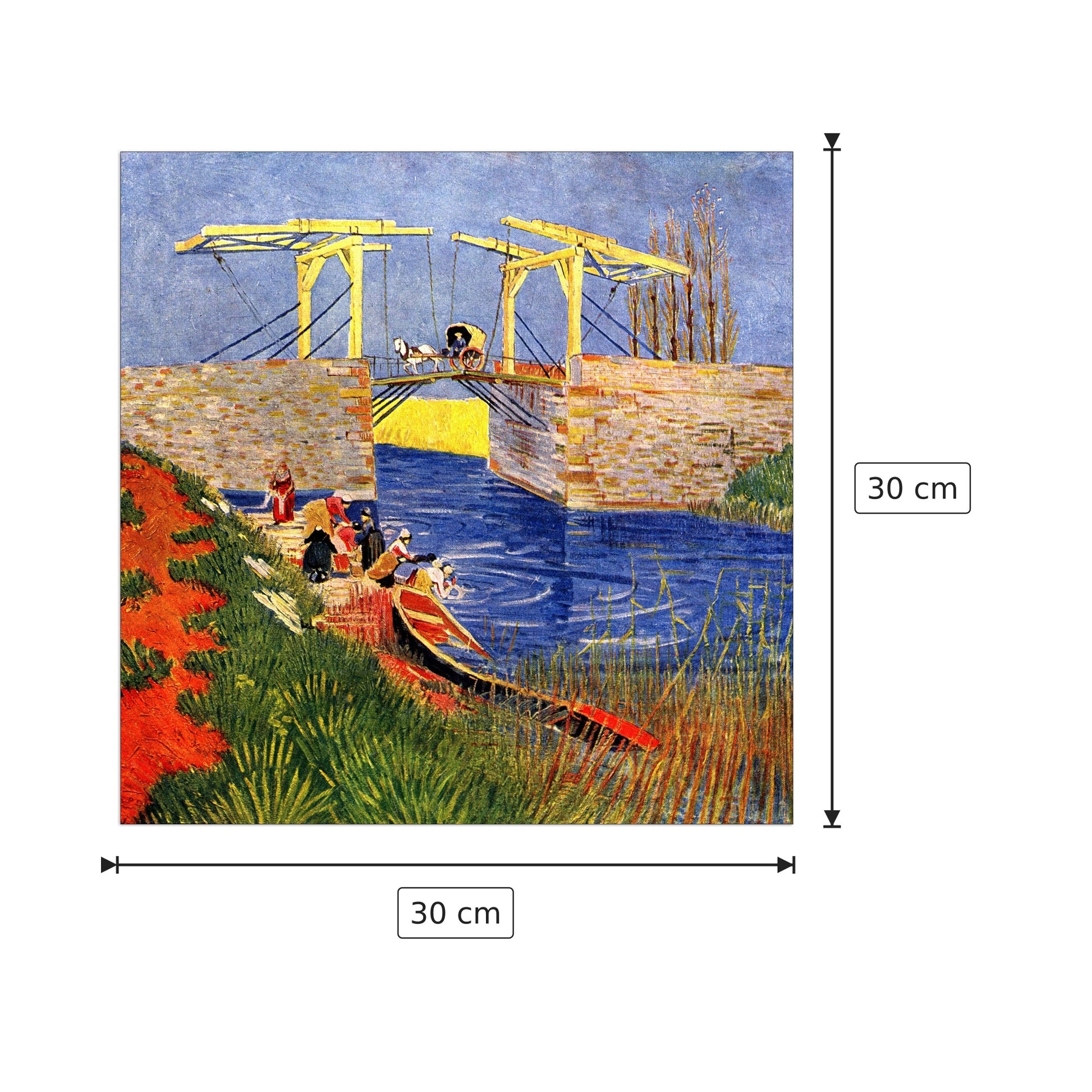 The Langlois Bridge at Arles with Women Washing - Van Gogh Vincent - cm 30x30 - Pannello in MDF