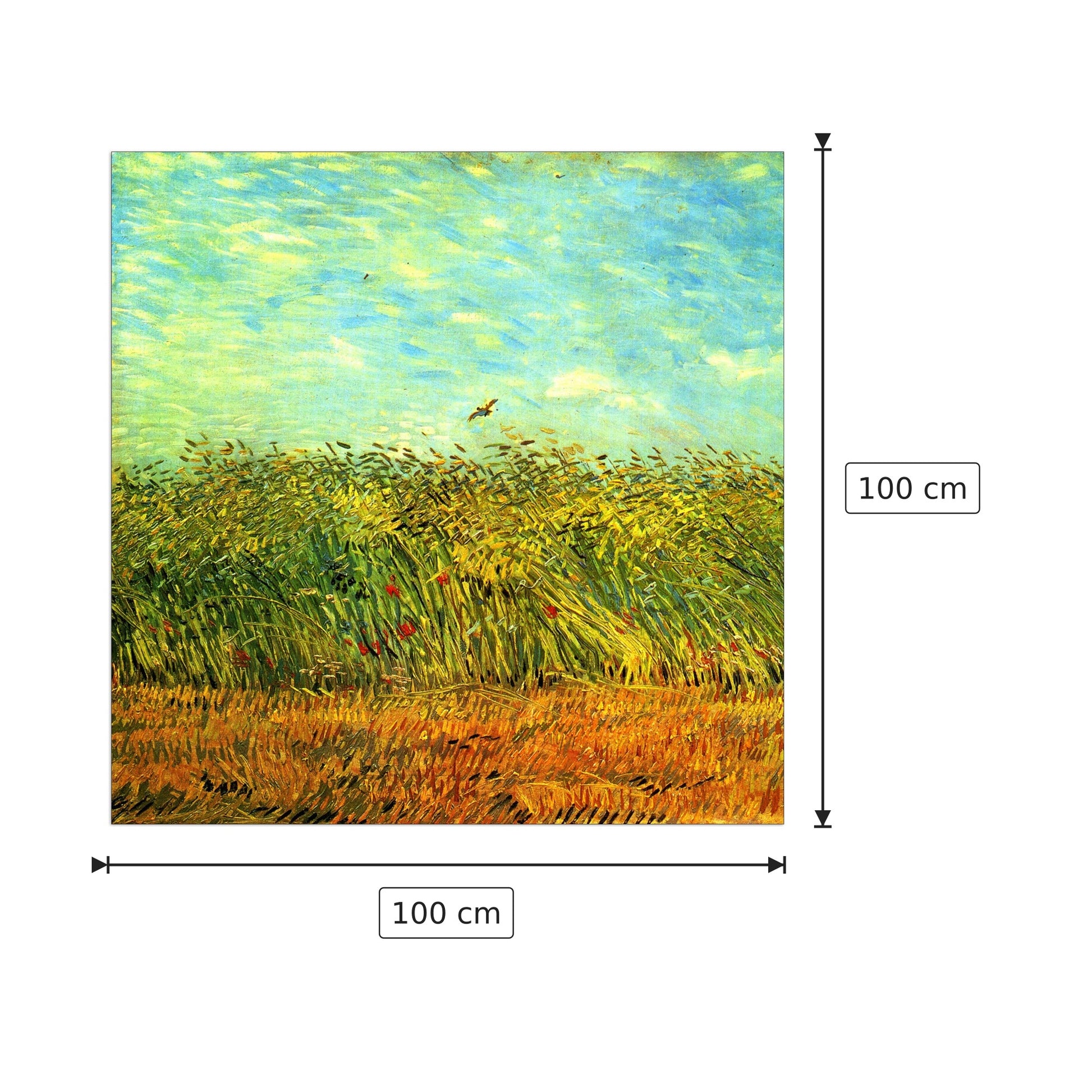 Wheat Field with a Lark - Van Gogh Vincent - cm 100x100 - Pannello in MDF