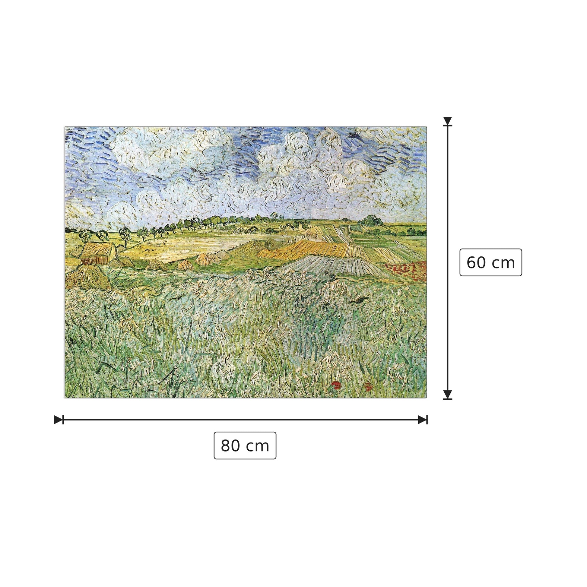 Auvers with rain clouds - Van Gogh Vincent - cm 80x60 - Pannello in MDF