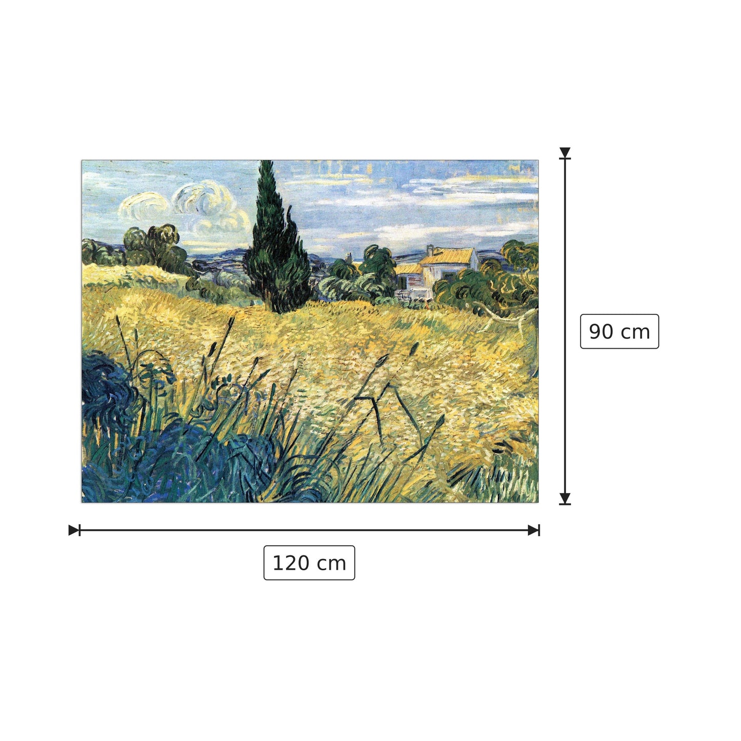 Green wheat field with cypress - Van Gogh Vincent - cm 120x90 - Pannello in MDF