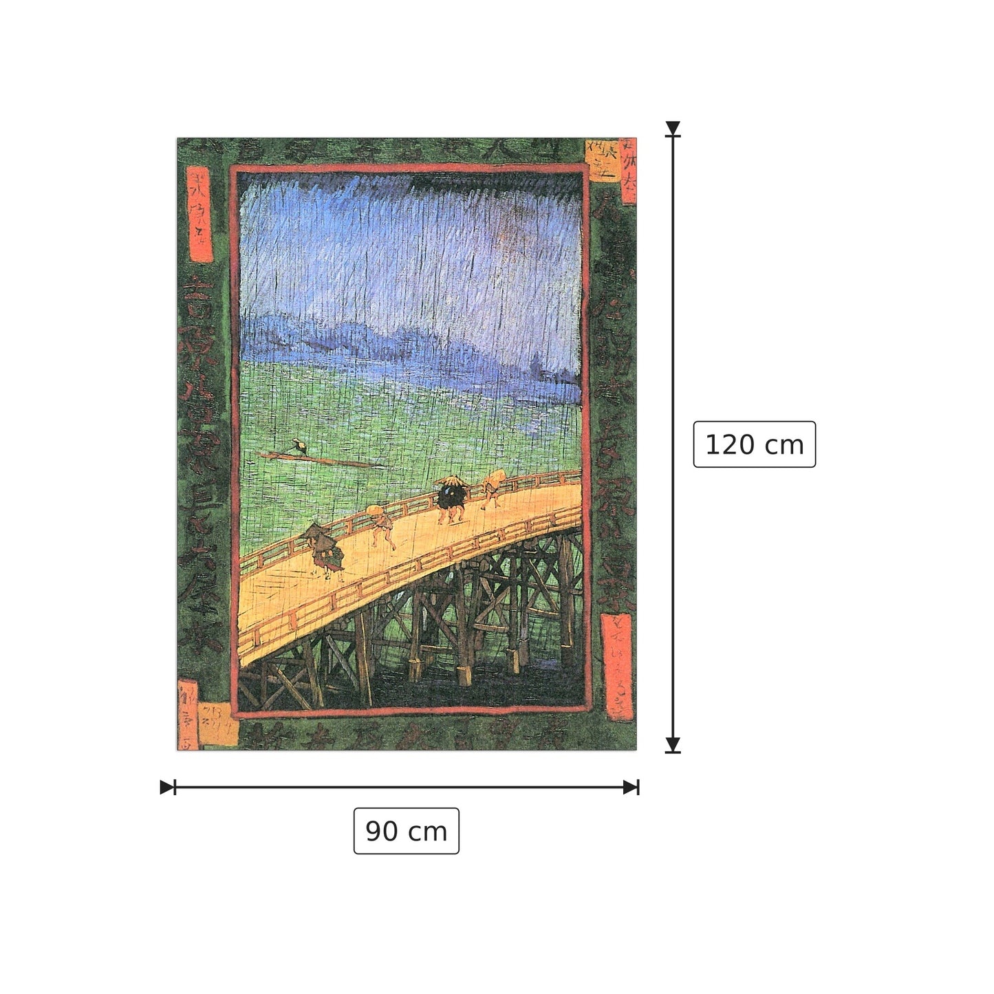 Japanese Bridge in the Rain (after Hiroshige) - Van Gogh Vincent - cm 90x120 - Pannello in MDF