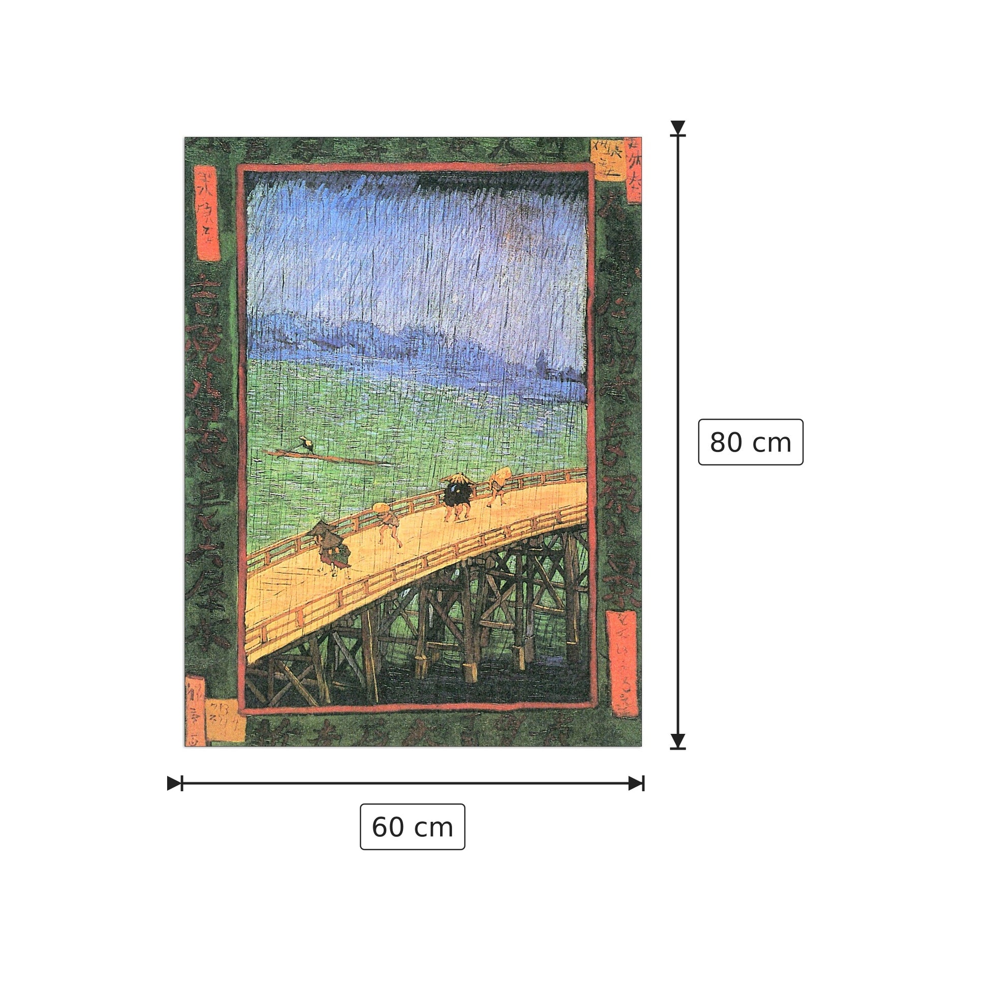 Japanese Bridge in the Rain (after Hiroshige) - Van Gogh Vincent - cm 60x80 - Pannello in MDF