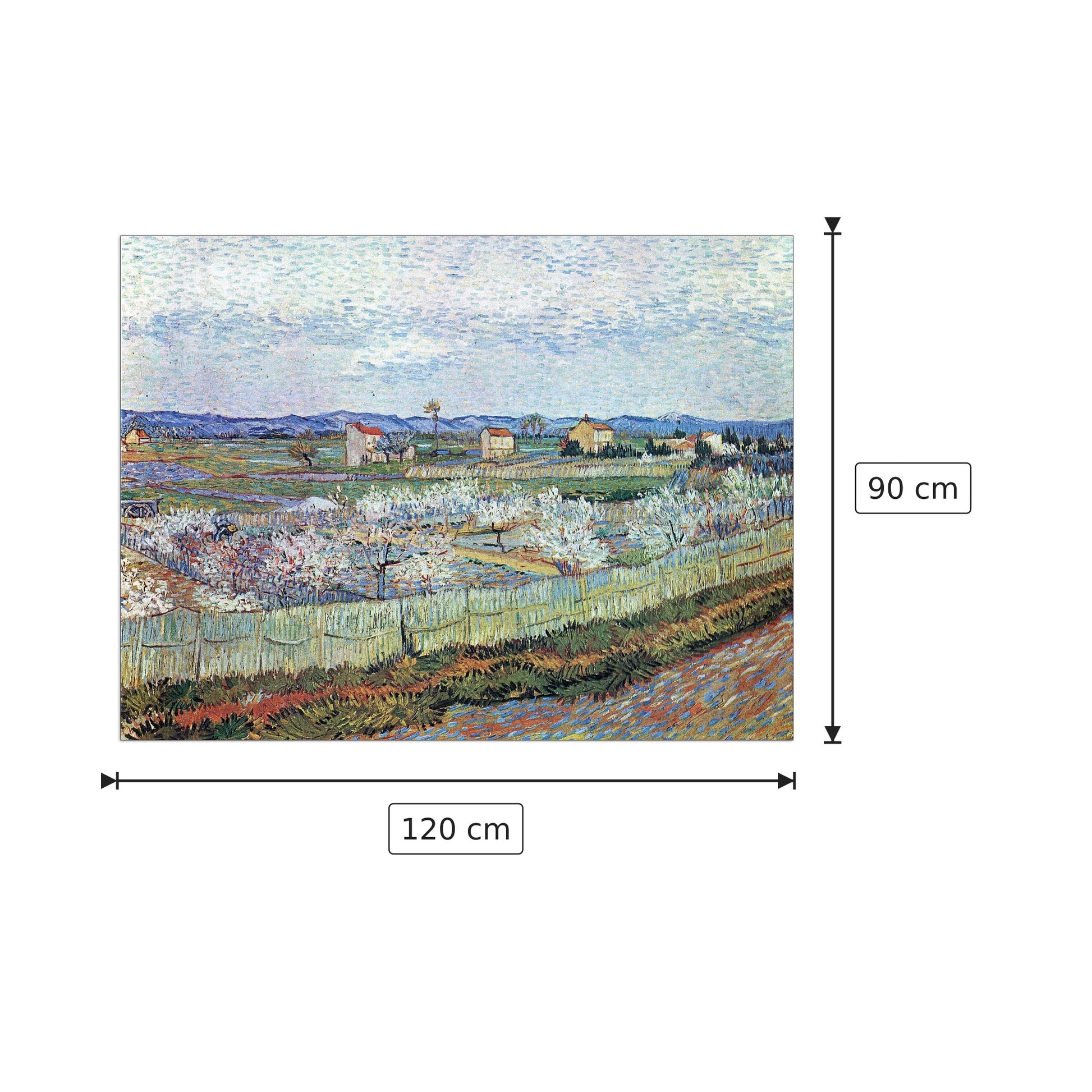 La Crau near Arles with blossoming peach trees - Van Gogh Vincent - cm 120x90 - Pannello in MDF