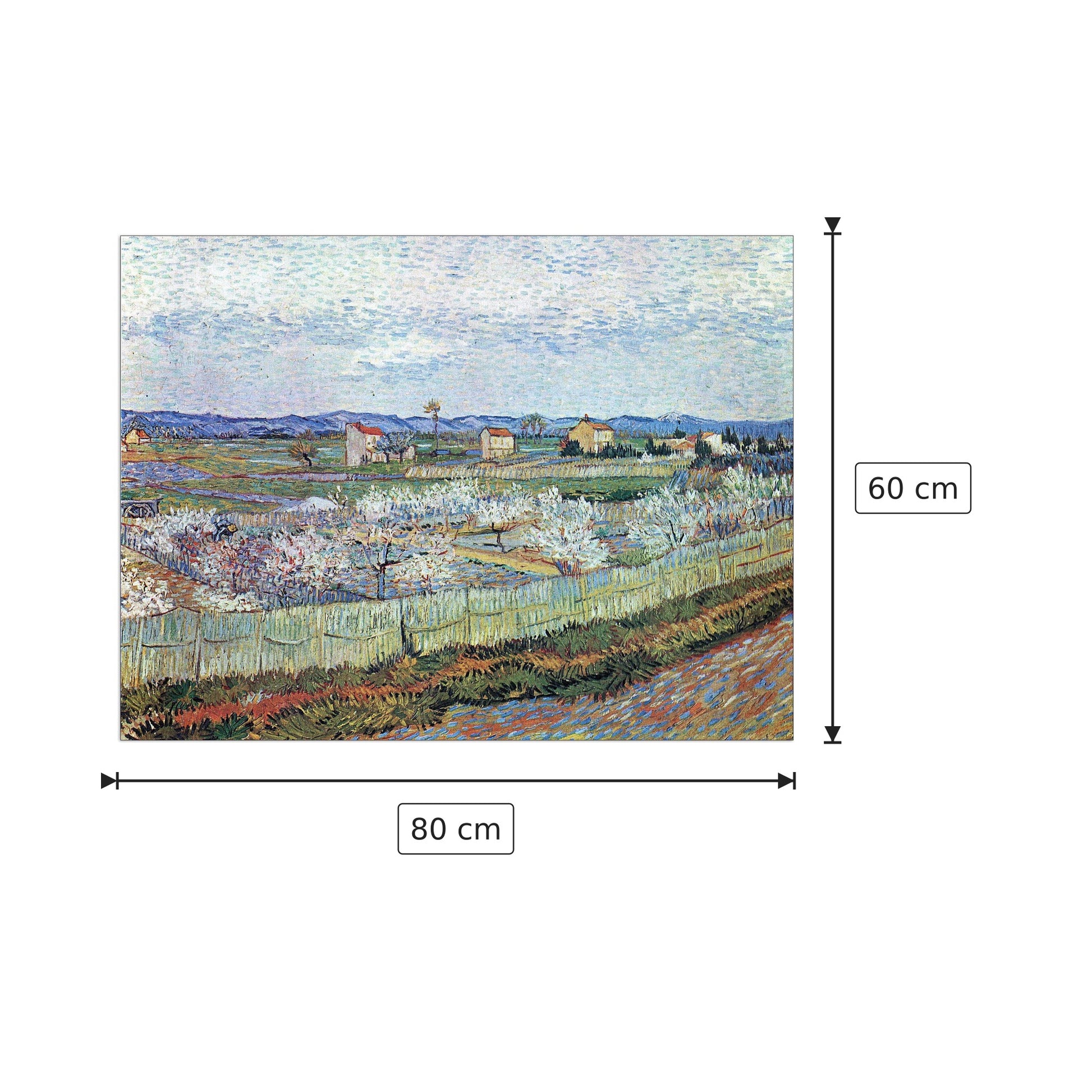 La Crau near Arles with blossoming peach trees - Van Gogh Vincent - cm 80x60 - Pannello in MDF