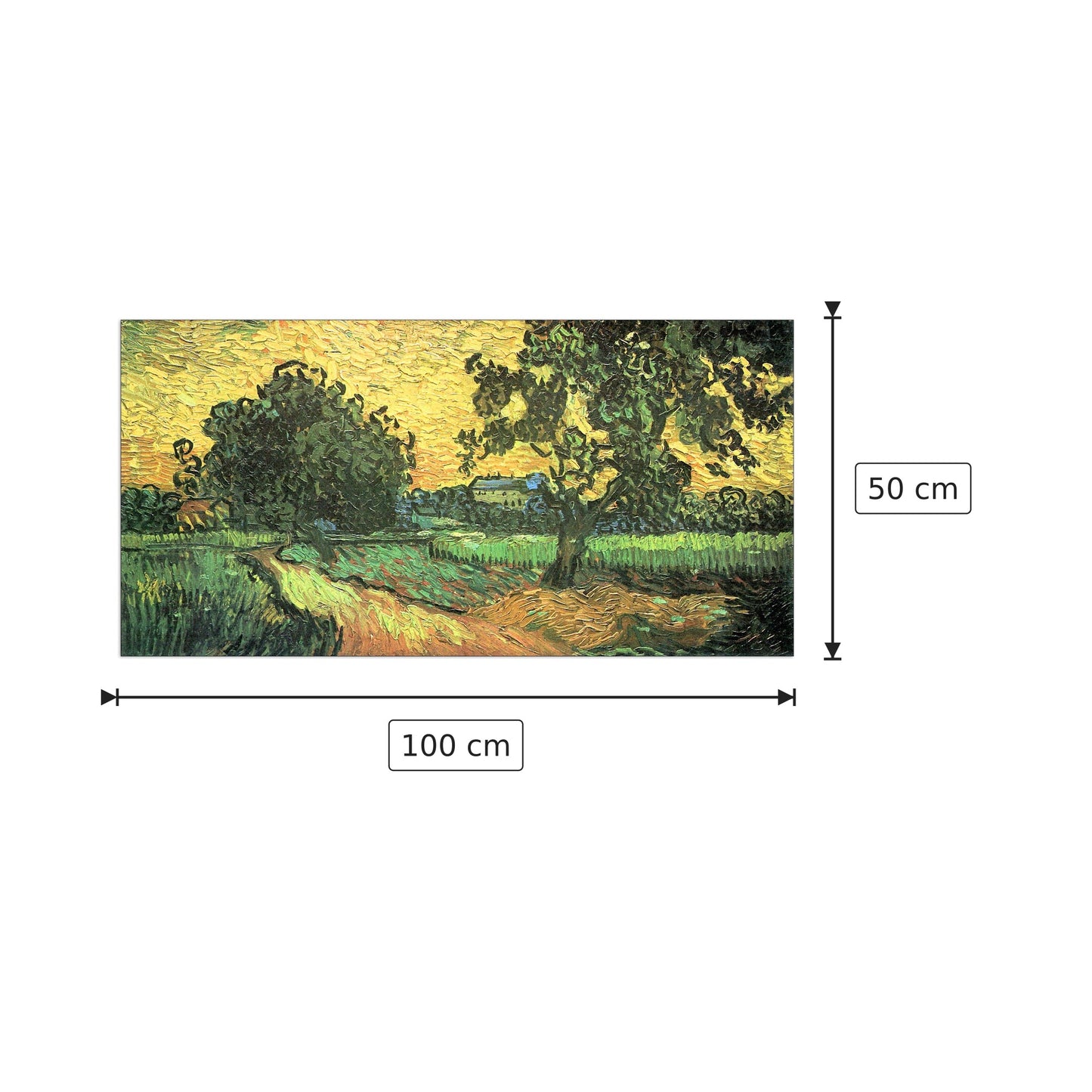Landscape with Castle Auvers at Sunset - Van Gogh Vincent - cm 100x50 - Pannello in MDF