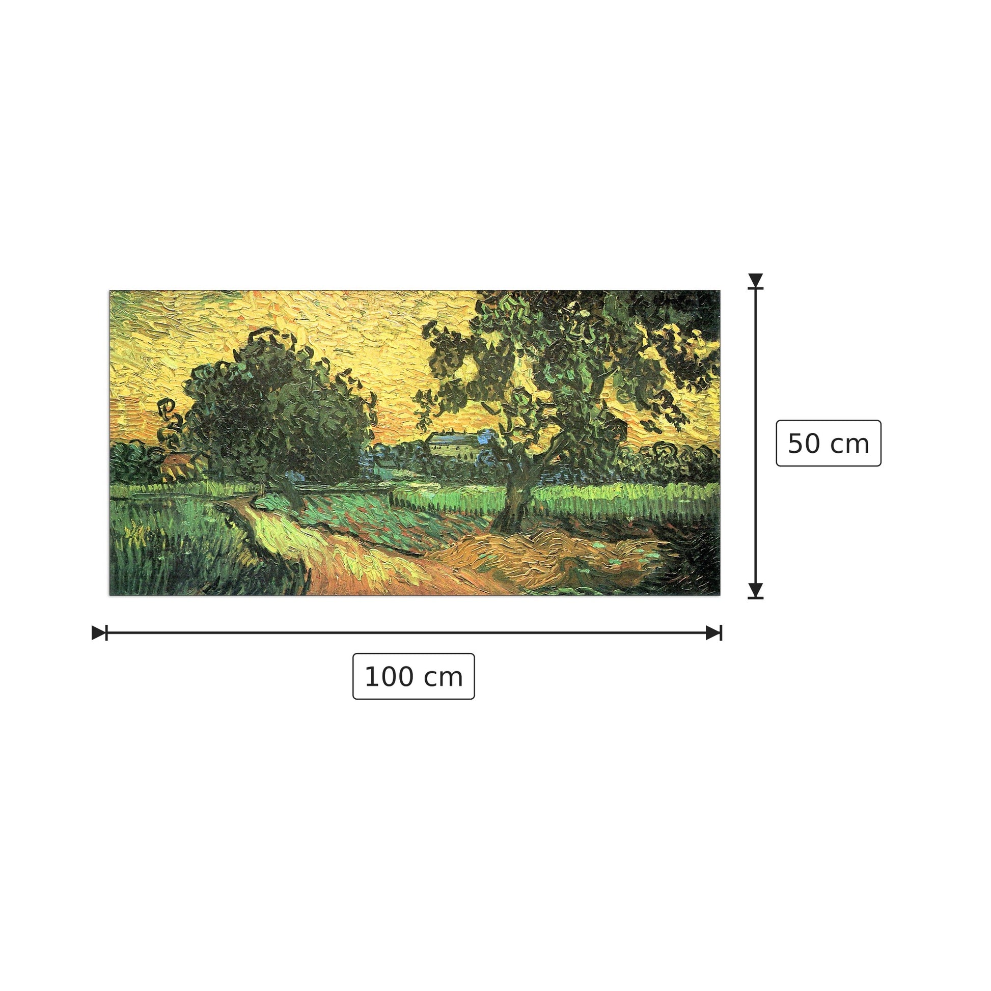 Landscape with Castle Auvers at Sunset - Van Gogh Vincent - cm 100x50 - Pannello in MDF