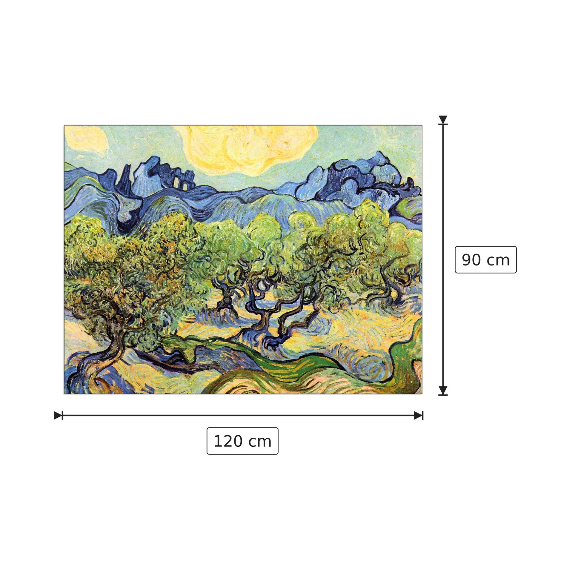 Landscape with olive Trees - Van Gogh Vincent - cm 120x90 - Pannello in MDF
