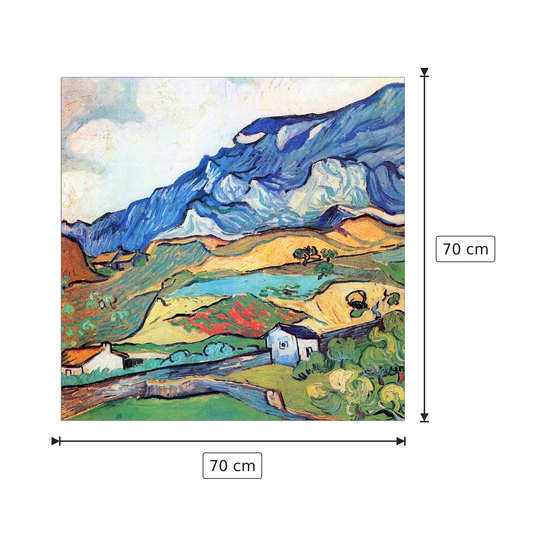 Les Alpilles, a mountain landscape near Saint-ReÌmy - Van Gogh Vincent - cm 70x70 - Pannello in MDF