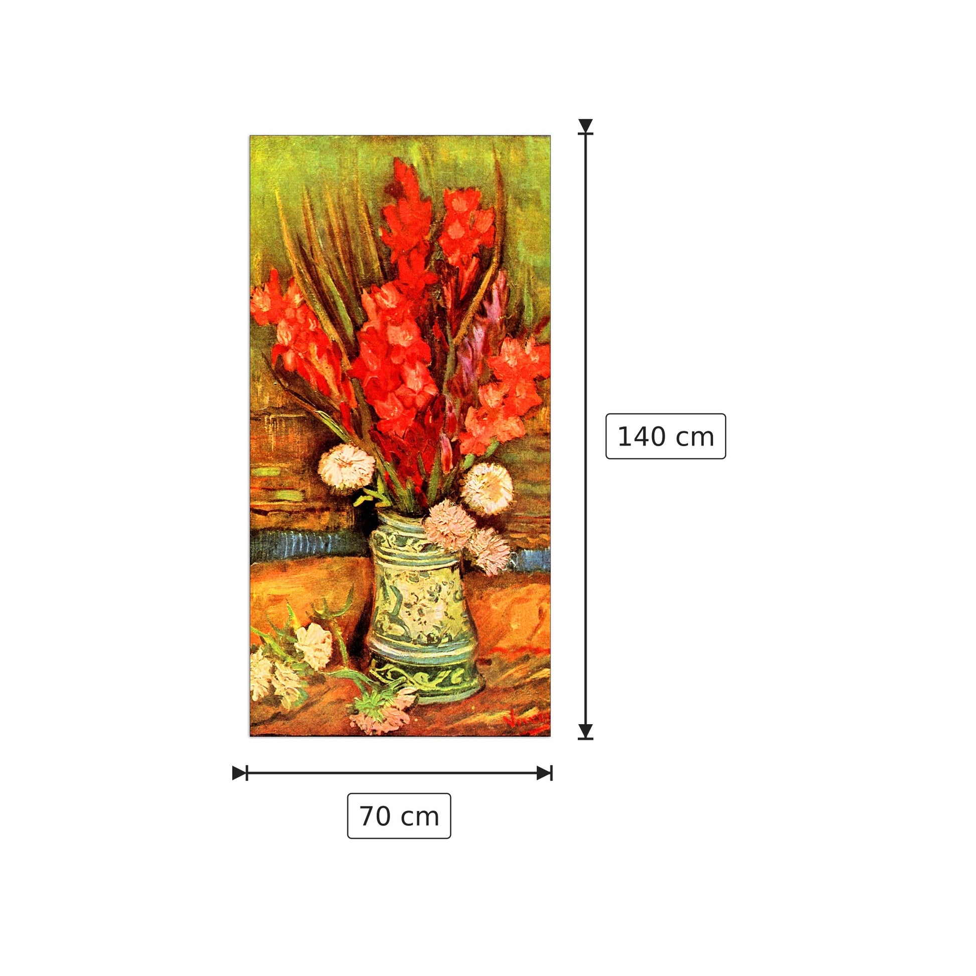 Still Life with red gladiolas - Van Gogh Vincent - cm 70x140 - Pannello in MDF