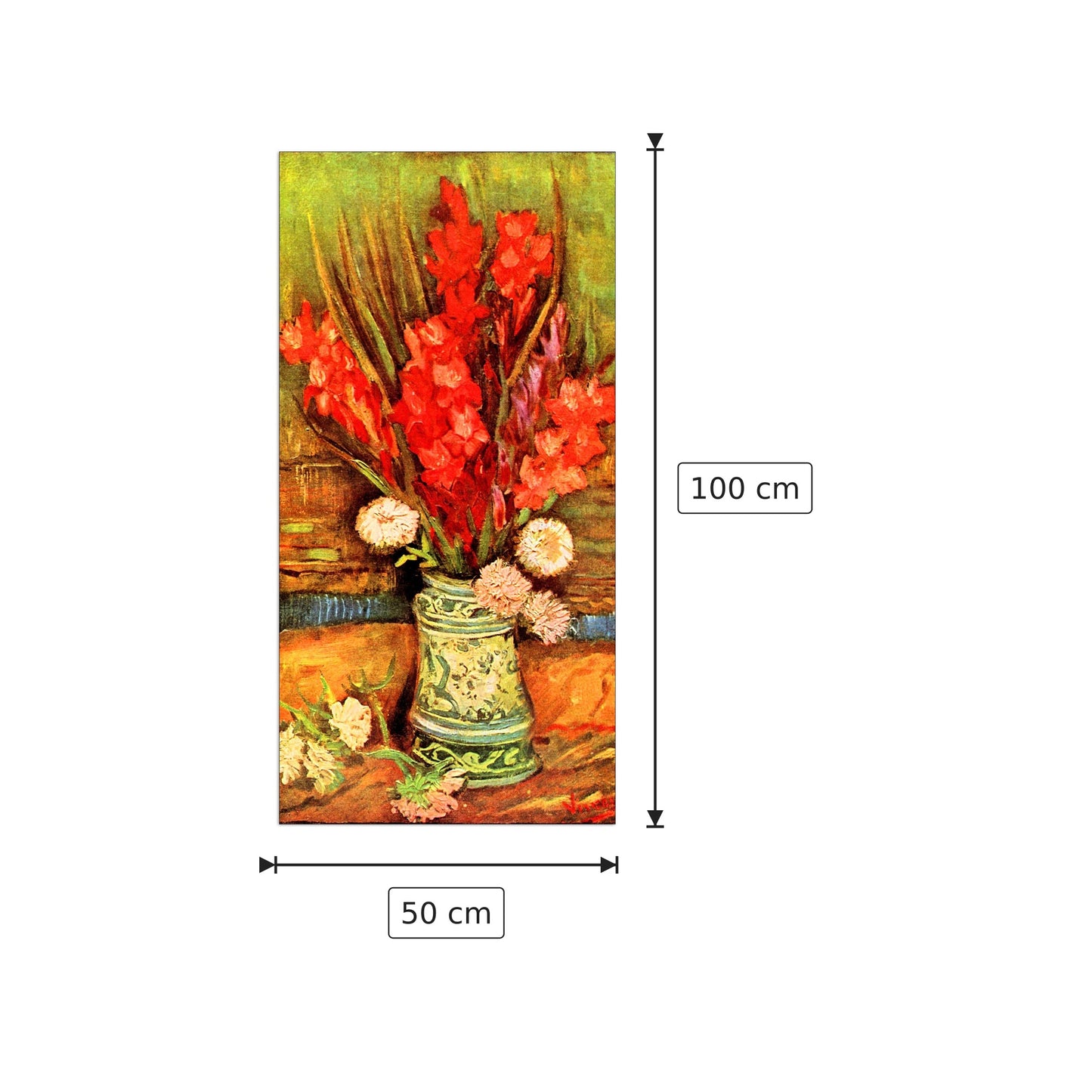 Still Life with red gladiolas - Van Gogh Vincent - cm 50x100 - Pannello in MDF