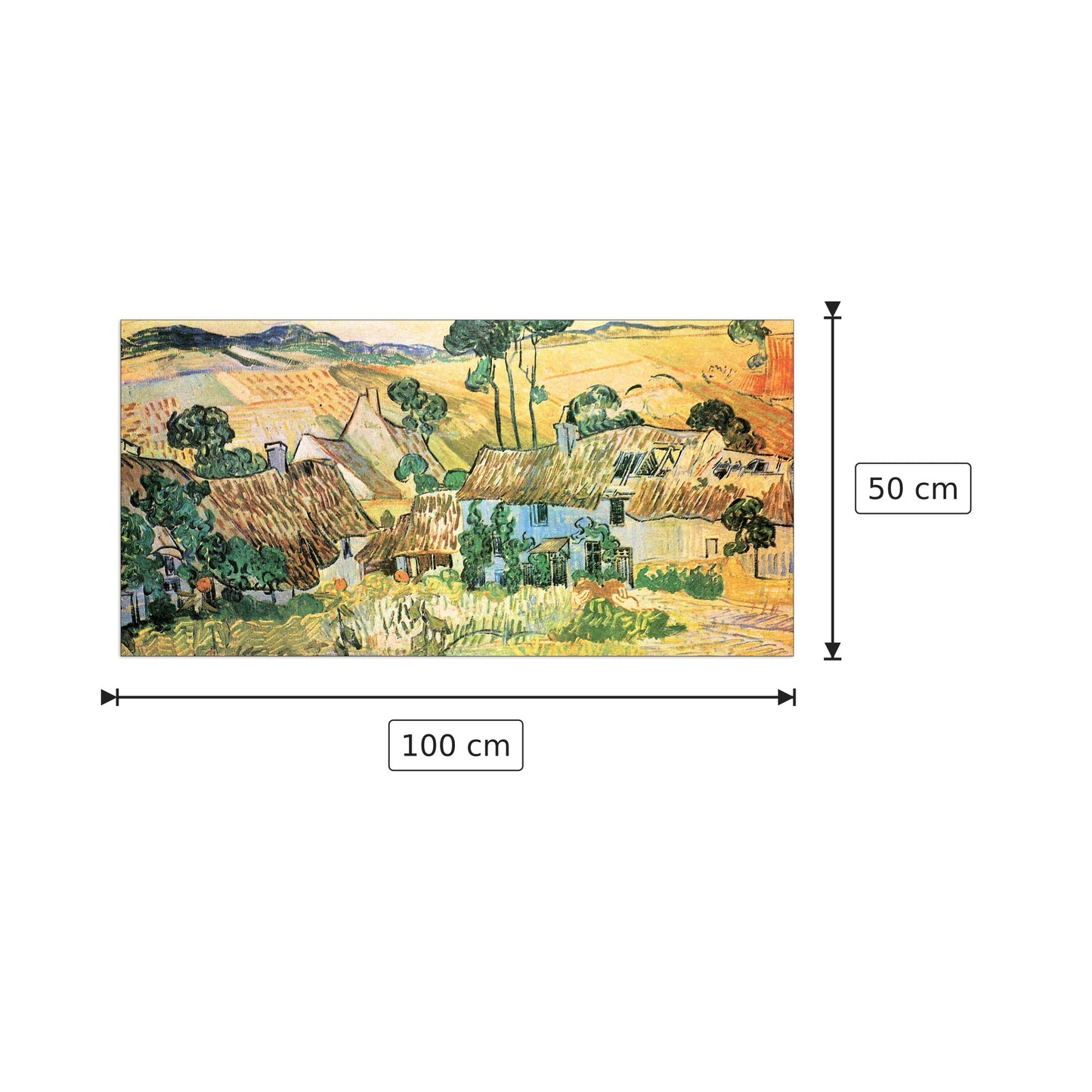 Thatched houses in front of a hill - Van Gogh Vincent - cm 100x50 - Pannello in MDF