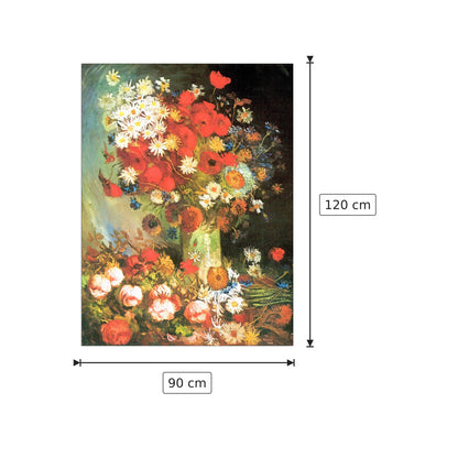 Vase with cornflowers and poppies, peonies and chrysanthemums - Van Gogh Vincent - cm 90x120 - Pannello in MDF