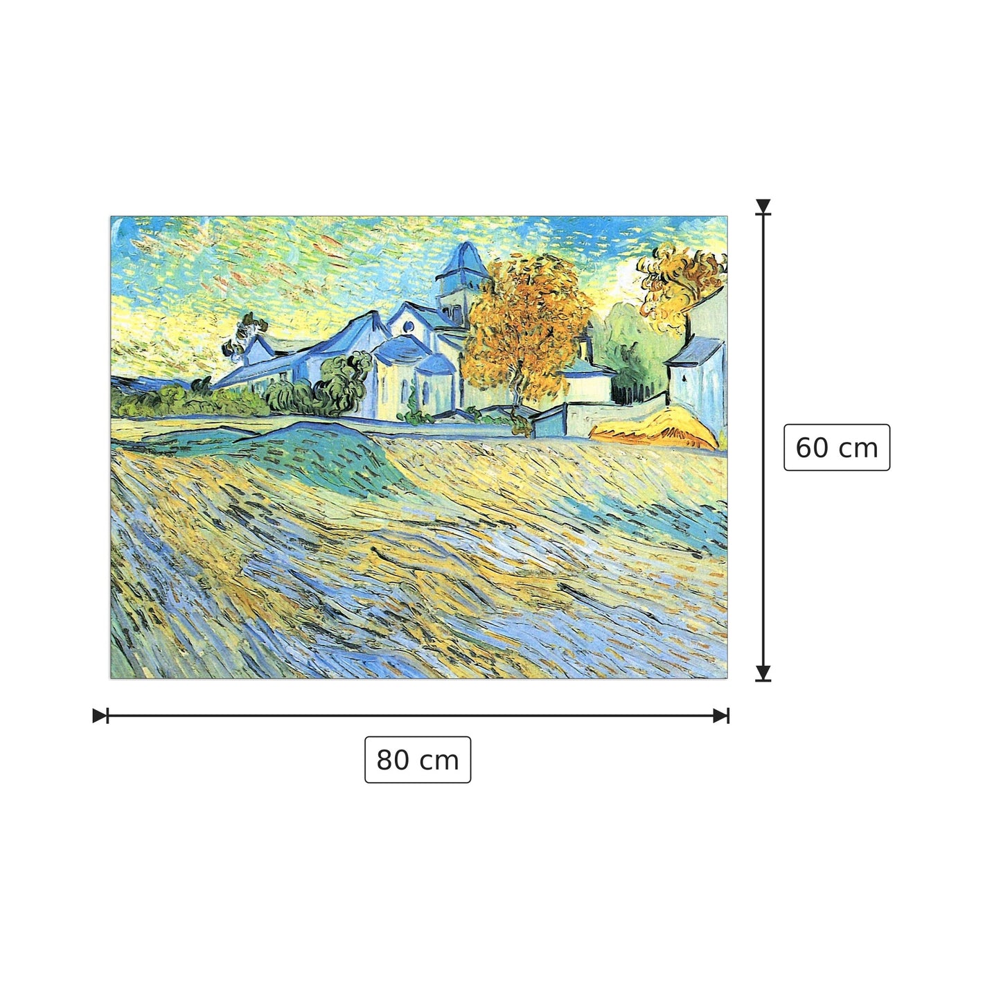 View of the church of Saint-Paul-de-Mausole - Van Gogh Vincent - cm 80x60 - Pannello in MDF