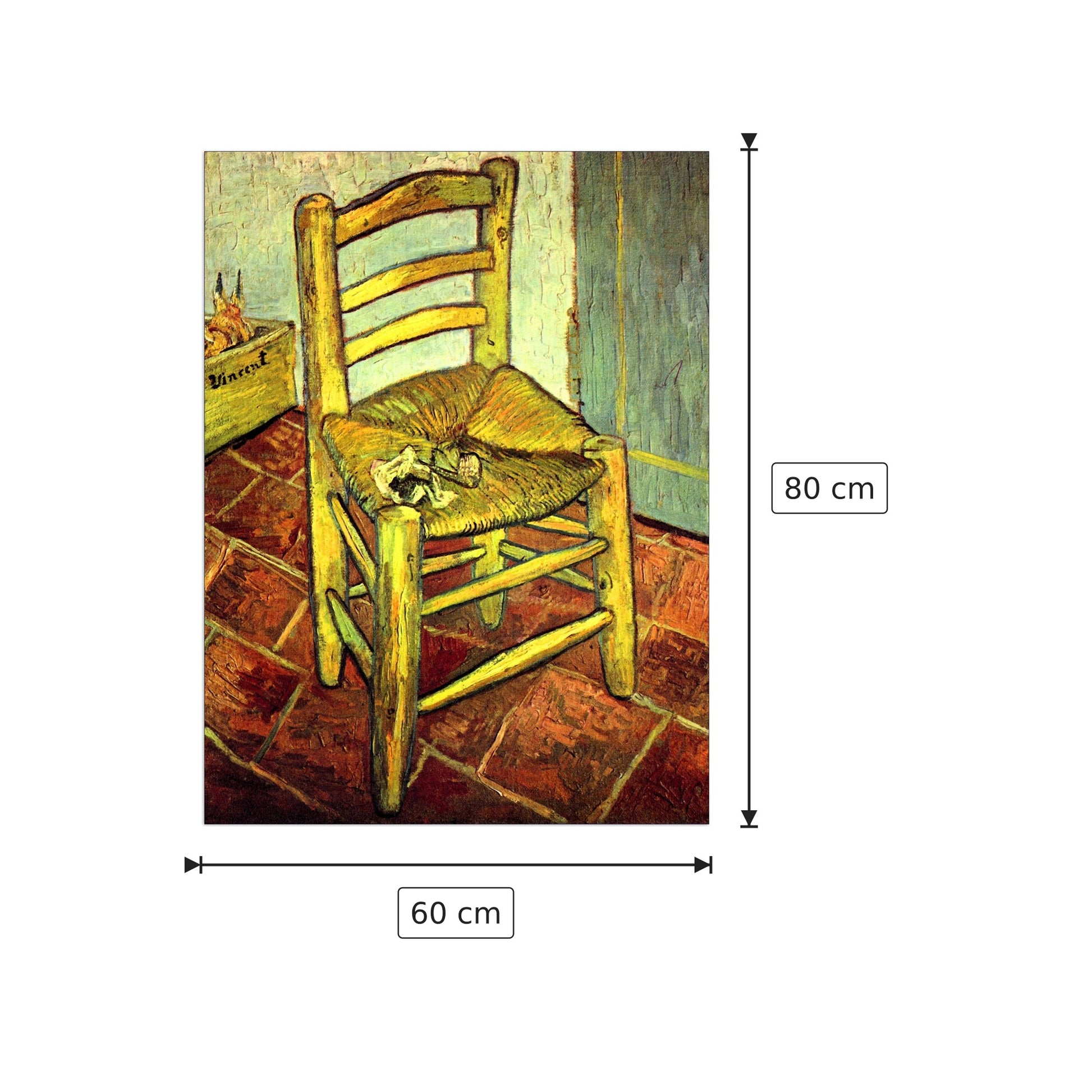 Vincent's chair with pipe - Van Gogh Vincent - cm 60x80 - Pannello in MDF