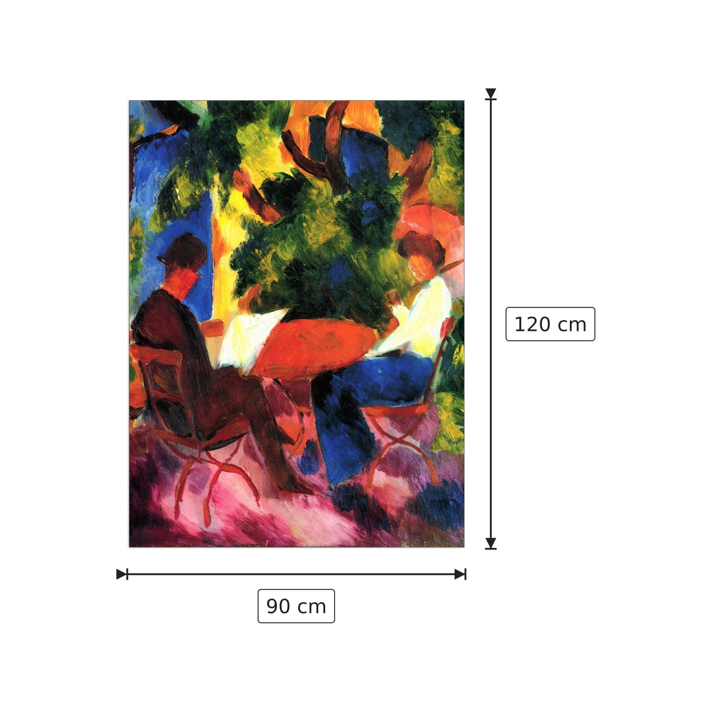 Couple at the garden table - Macke August - cm 90x120 - Pannello in MDF