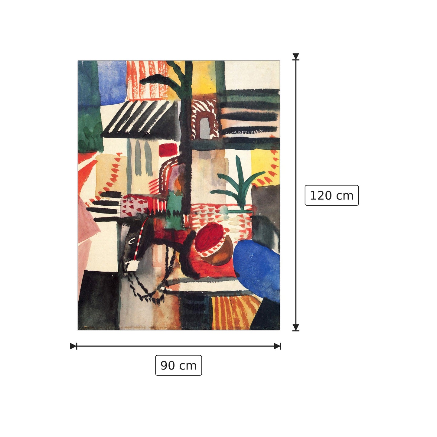 Man with a donkey - Macke August - cm 90x120 - Pannello in MDF