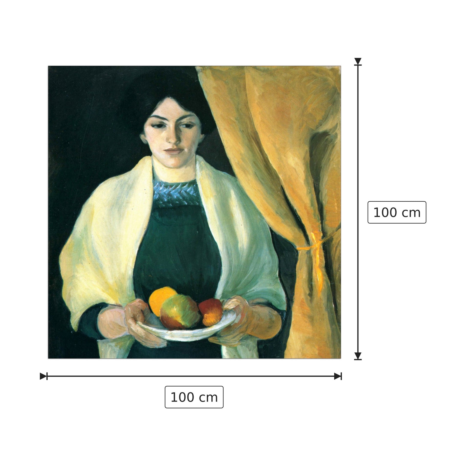 Portrait with apples (portrait of the wife of the artist) - Macke August - cm 100x100 - Pannello in MDF