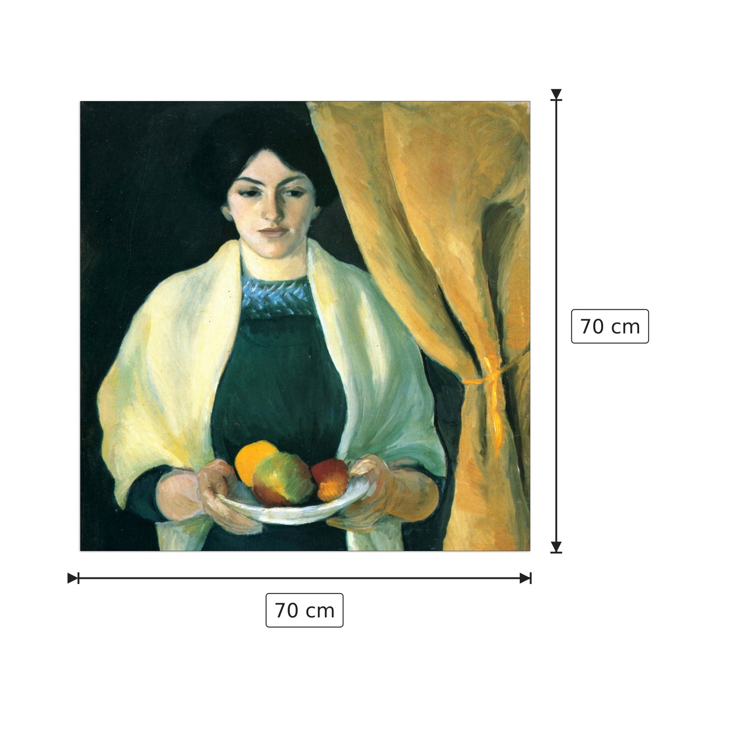 Portrait with apples (portrait of the wife of the artist) - Macke August - cm 70x70 - Pannello in MDF