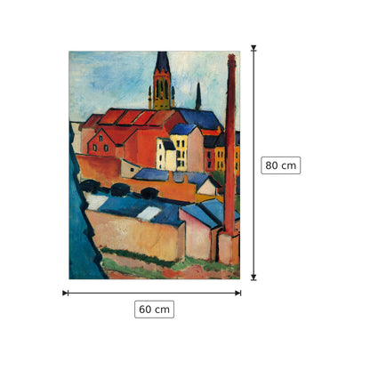 St. Mary's Church with houses and chimney - Macke August - cm 60x80 - Pannello in MDF