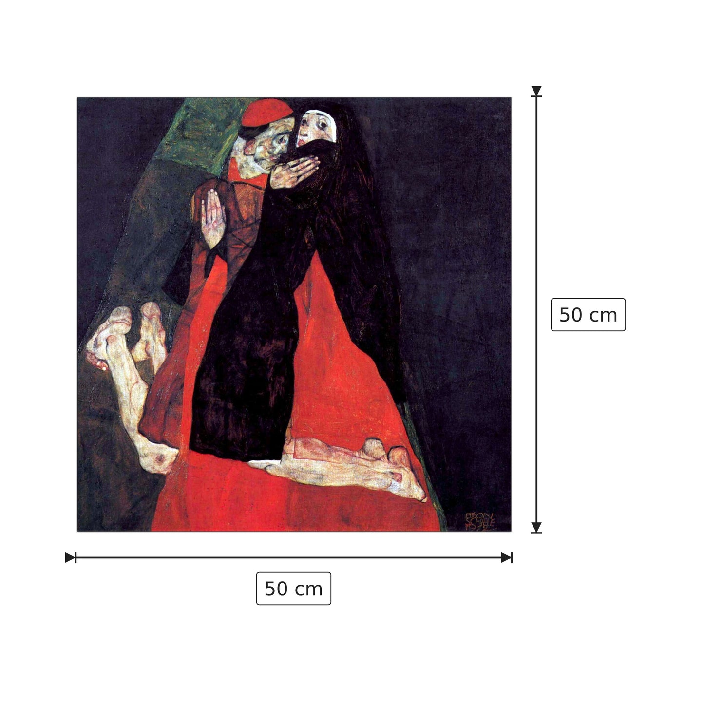 Cardinal and Nun or The caress - Schiele Egon - cm 50x50 - Pannello in MDF